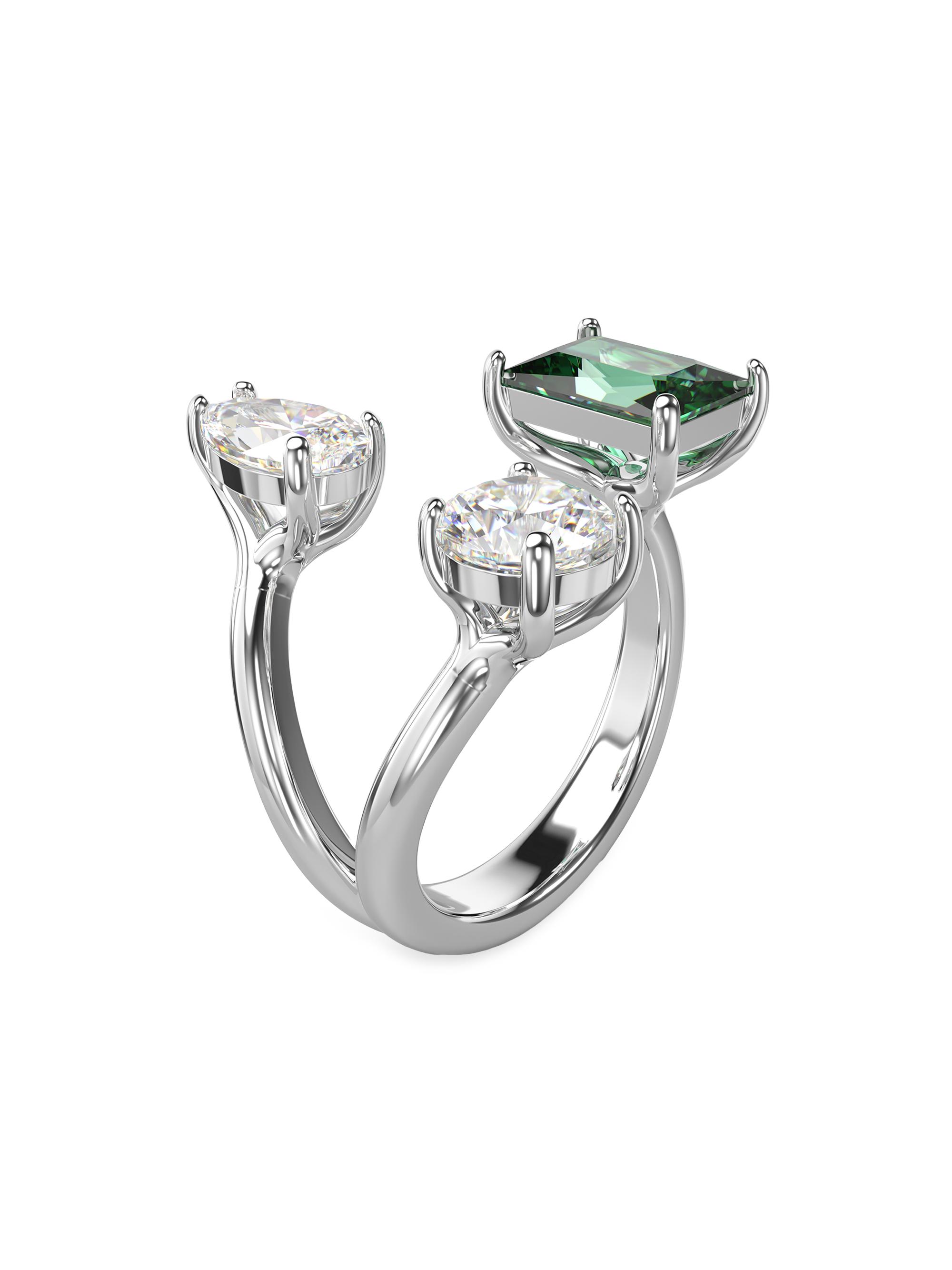 Swarovski Women's Mesmera Rhodium-Plated &  Crystal Cuff Ring - Green