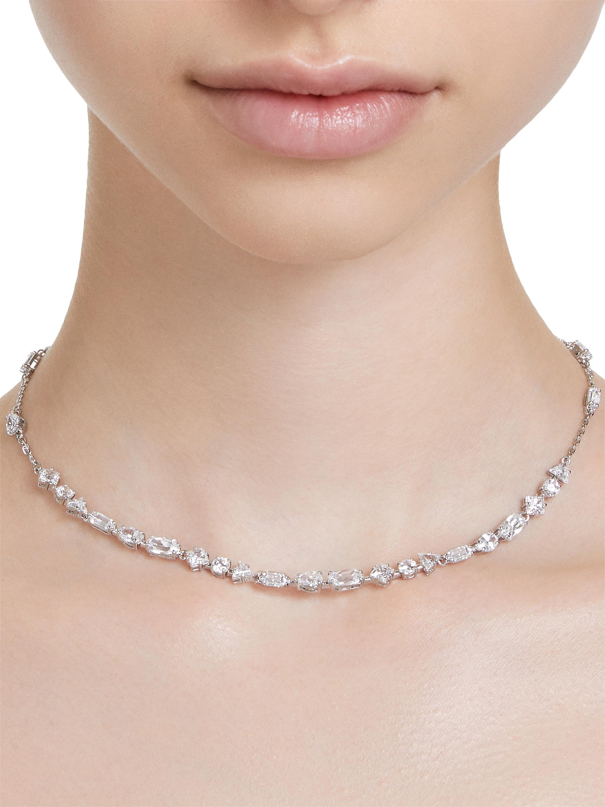Swarovski Mesmera Rhodium-Plated & Crystal Scattered Necklace