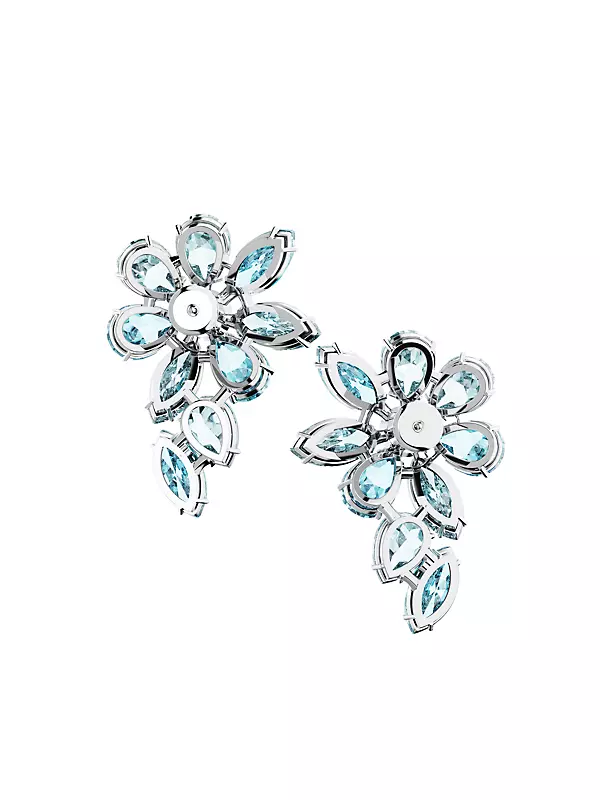 Shop Swarovski Gema Rhodium-Plated & Crystal Flower Drop Earrings 