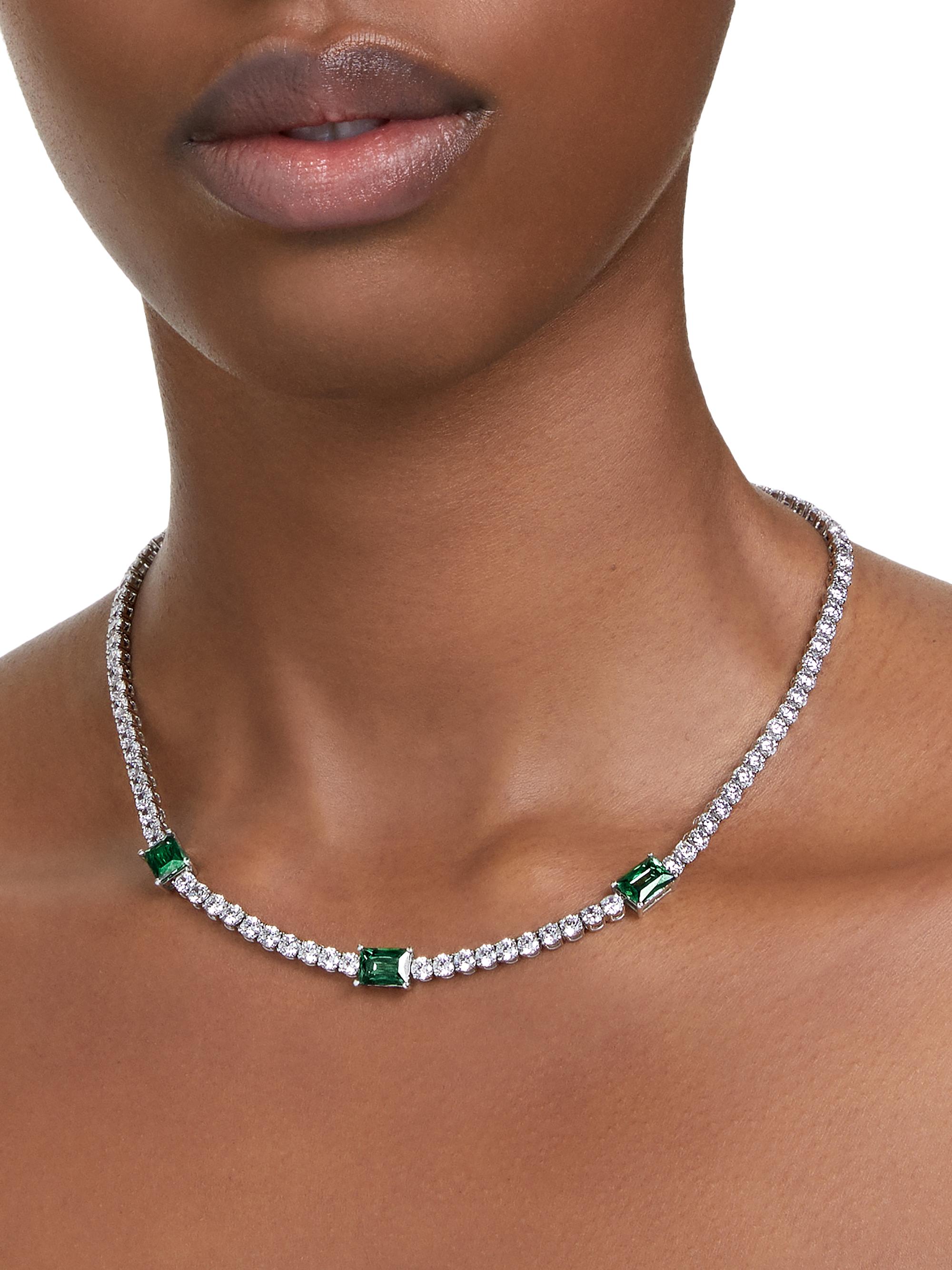 Swarovski Matrix Rhodium-Plated & Crystal Tennis Necklace | Saks