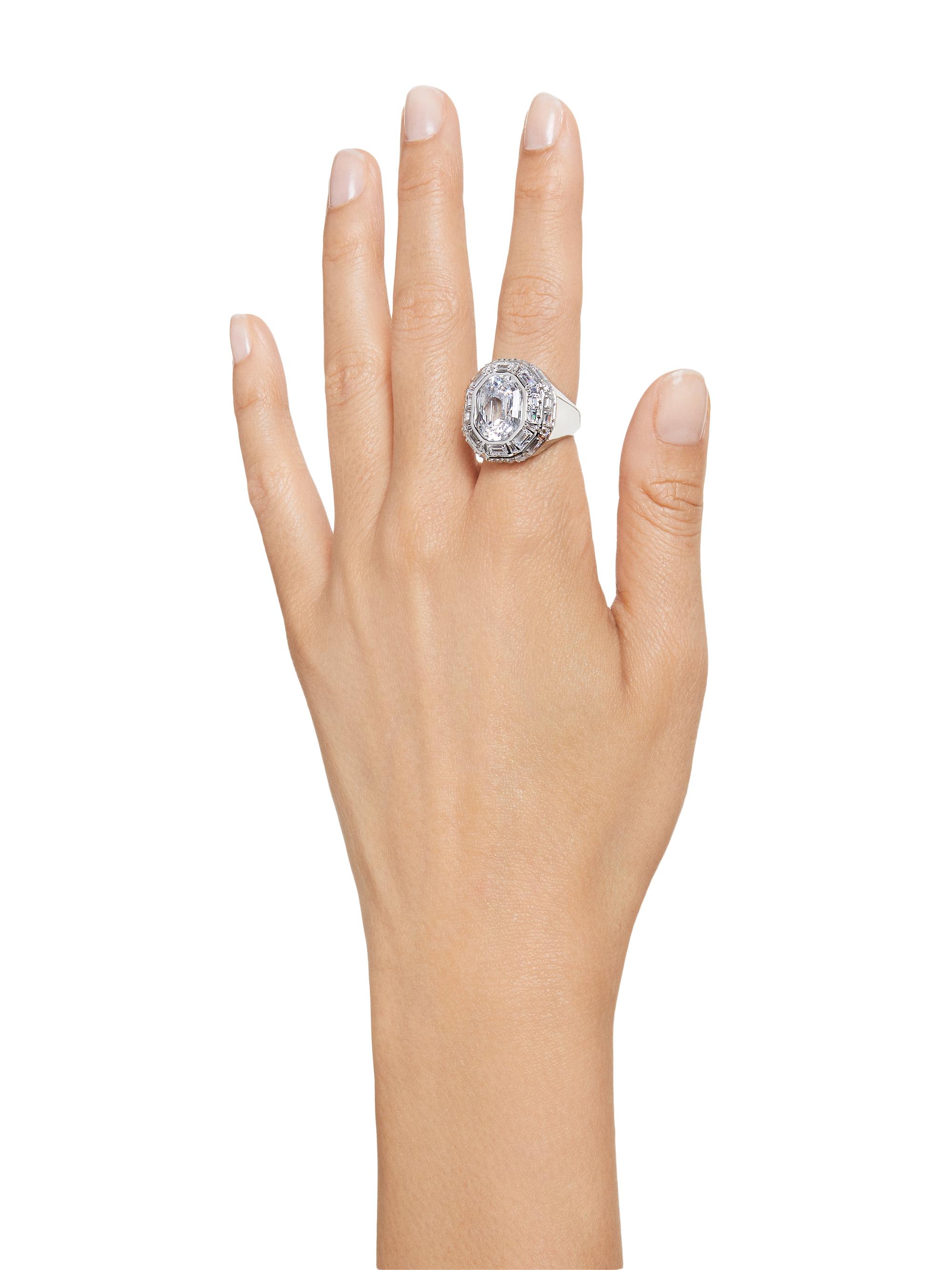 Swarovski Mesmera Rhodium-Plated & Crystal Octagon Ring | Saks