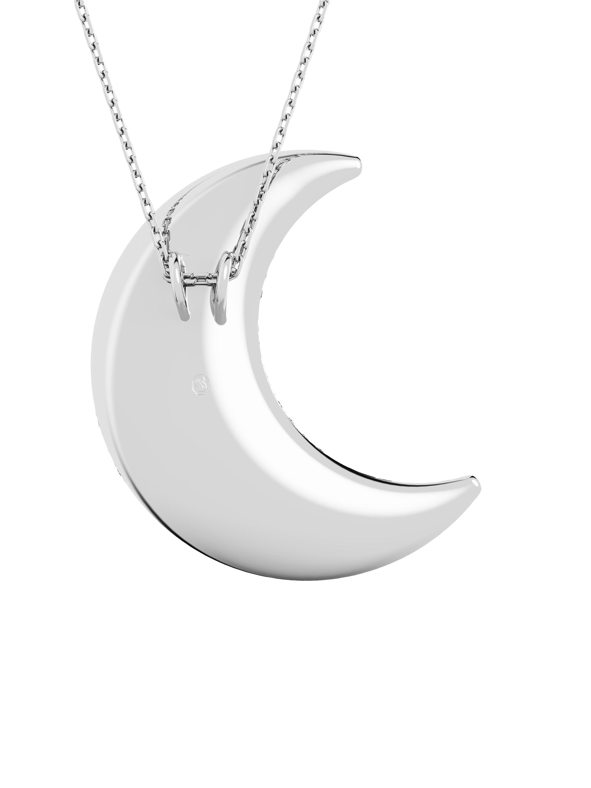 Swarovski Sublima Rhodium-Plated & Crystal Moon Pendant Necklace