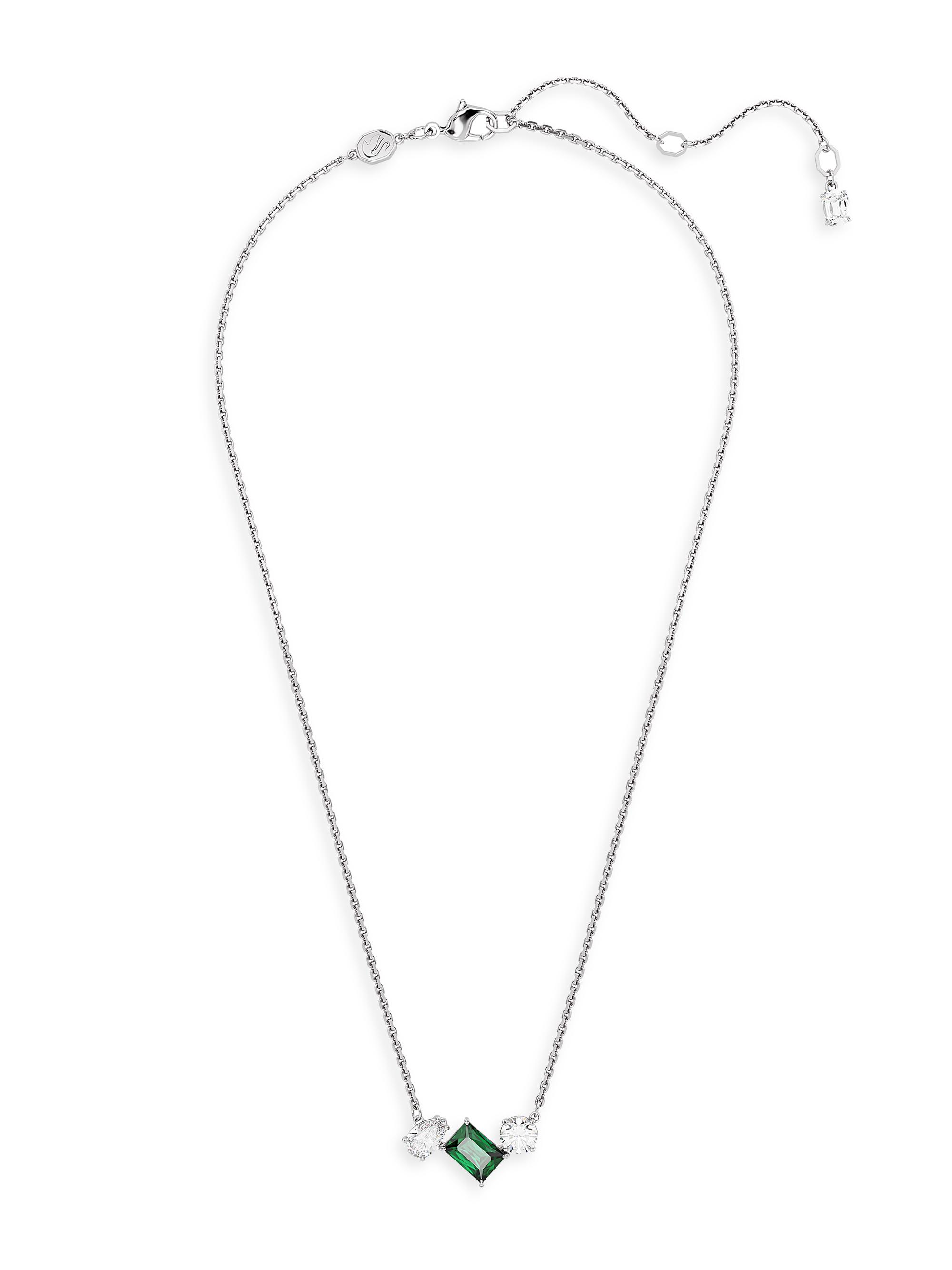 Swarovski Women's Mesmera Rhodium-Plated & Crystal Mixed-Cut Pendant Necklace - Green
