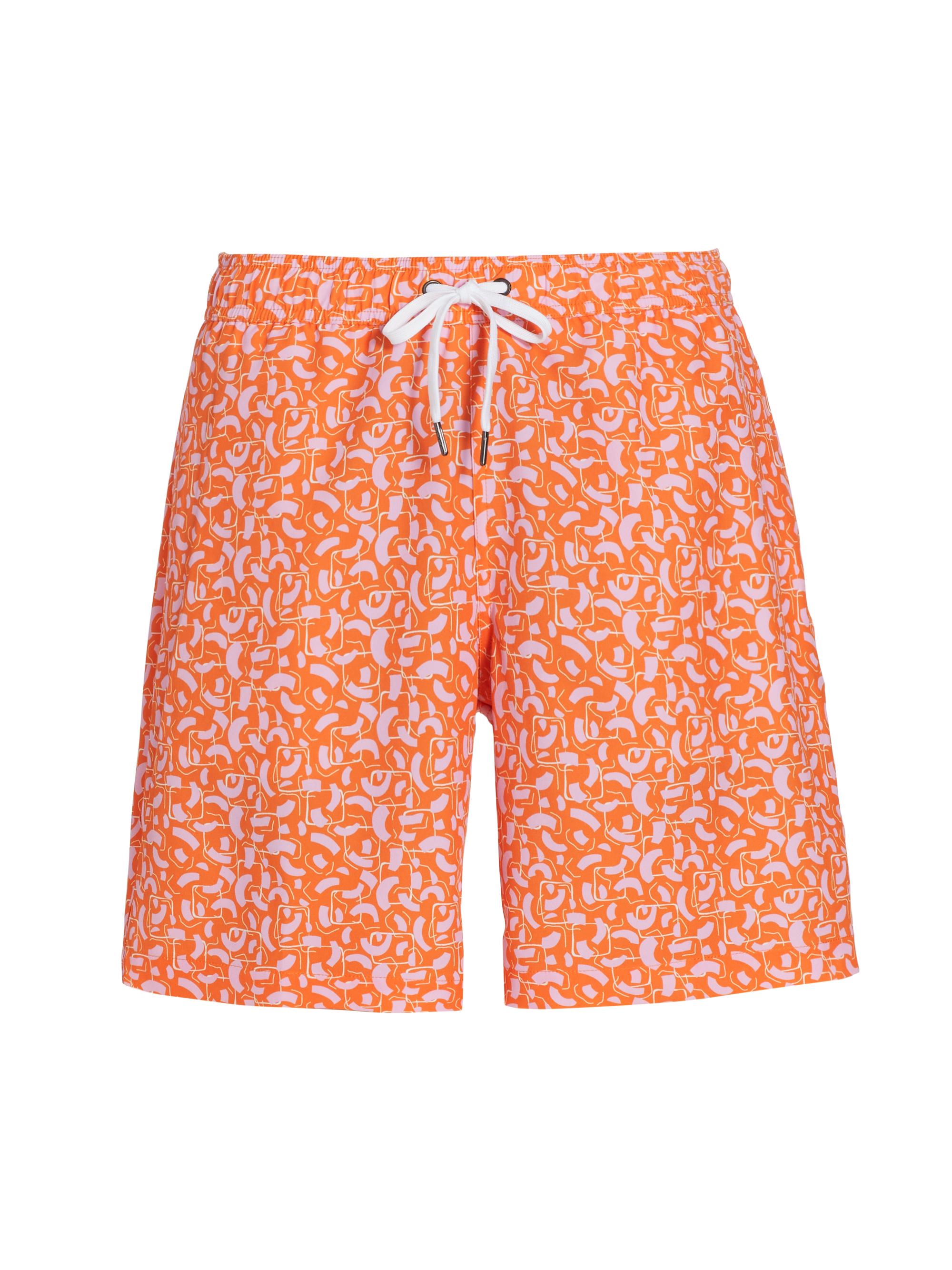 Saks Fifth Avenue Men's COLLECTION Geometric Swim Shorts - Tangerine