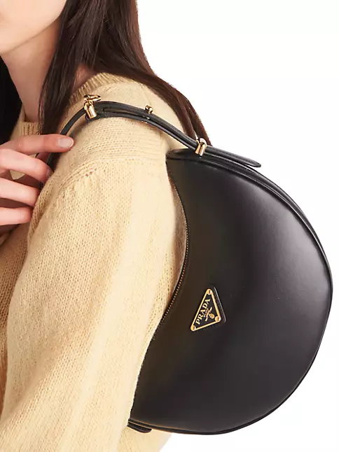 Prada Women's Leather Shoulder Bag, Black, One Size : : Shoes &  Handbags