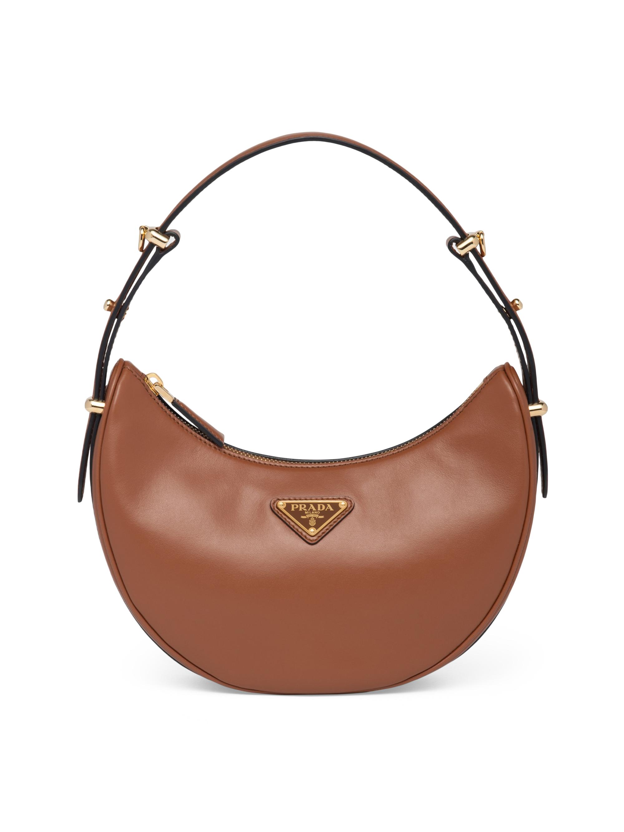 Prada Women's Arqué  Leather Shoulder Bag - Brown