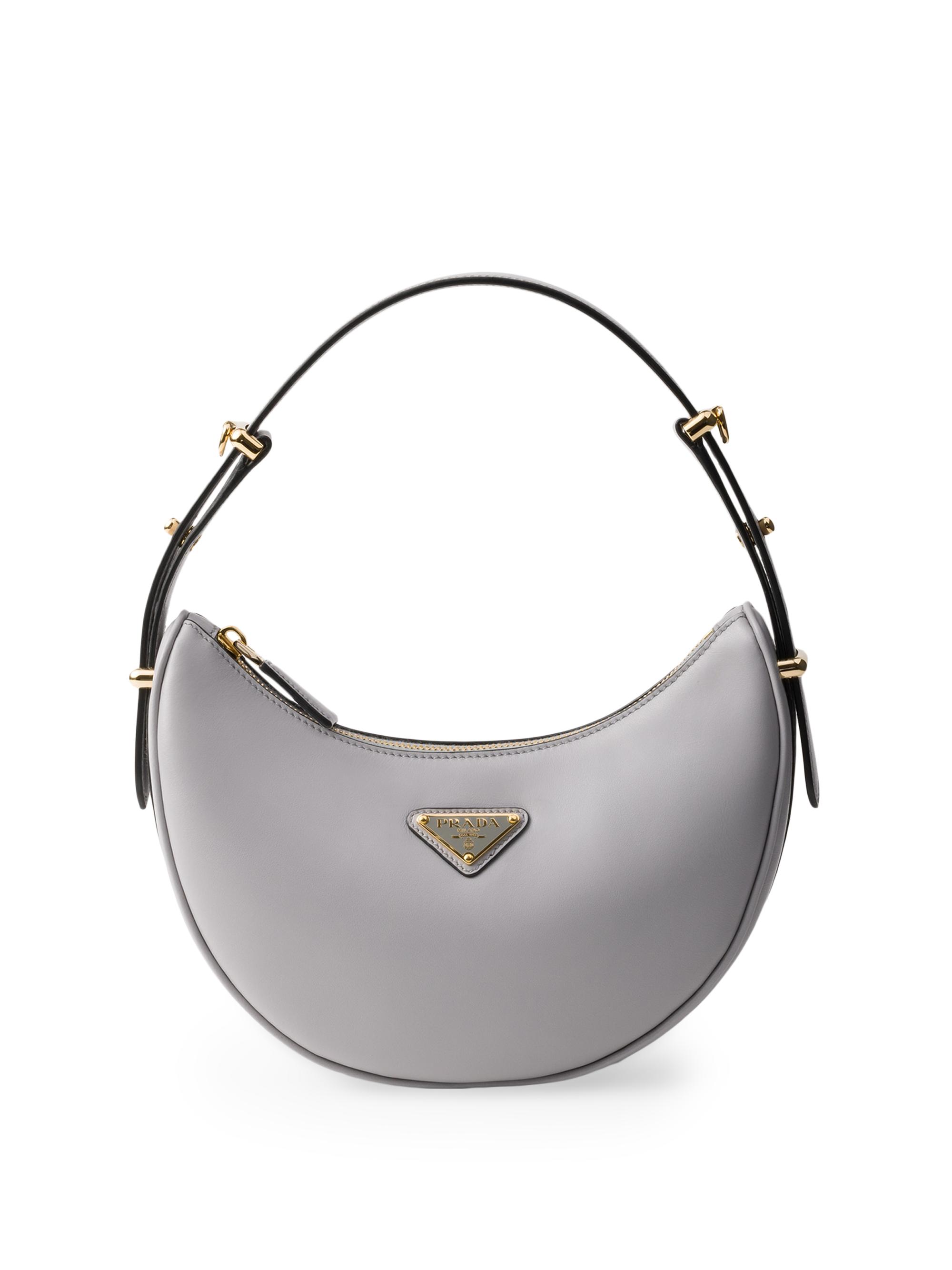 Prada Women's Arqué  Leather Shoulder Bag - Grey - Women's Bags