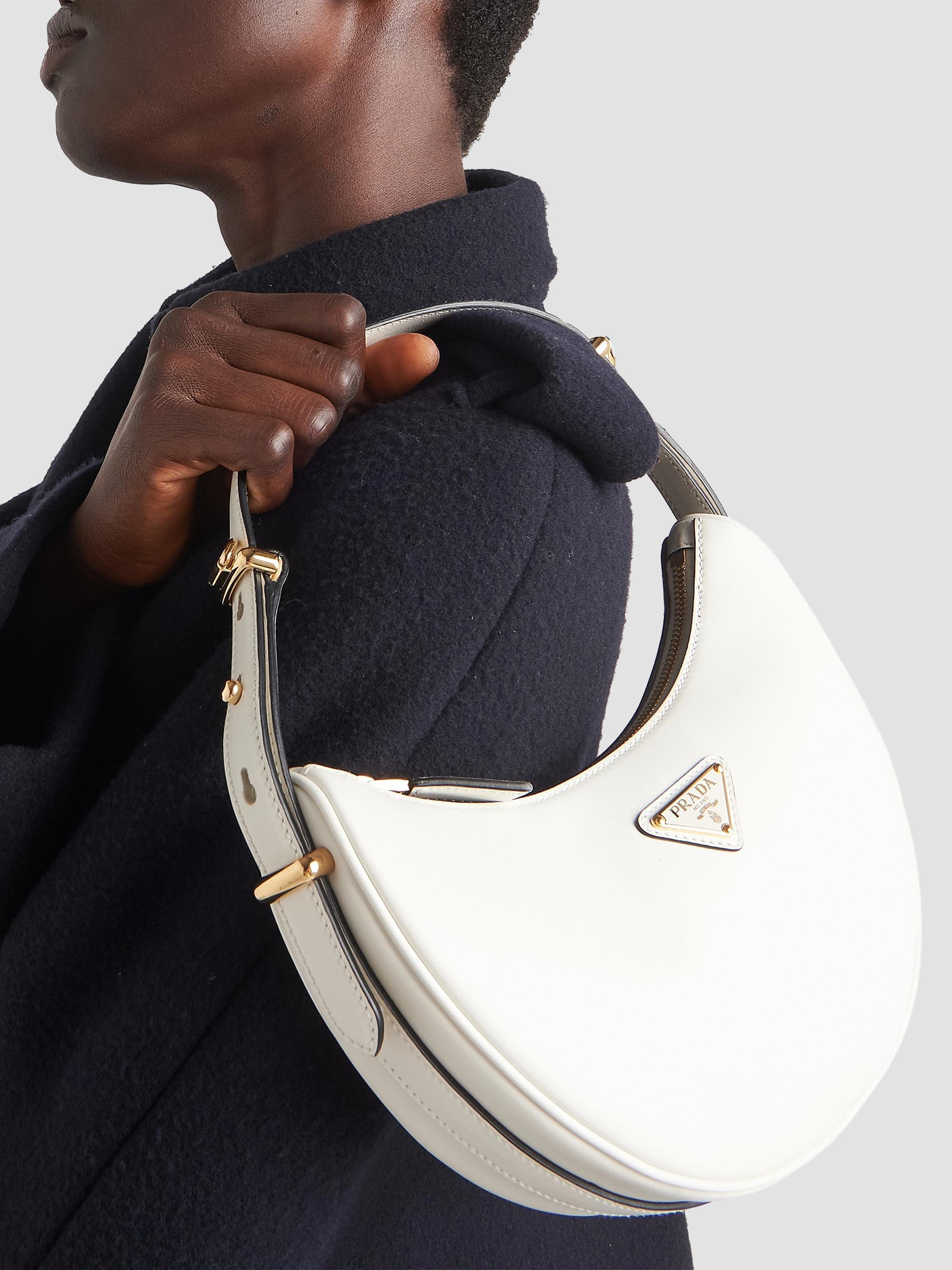 Prada Women's Arqué  Leather Shoulder Bag - White | Thumbnail 9