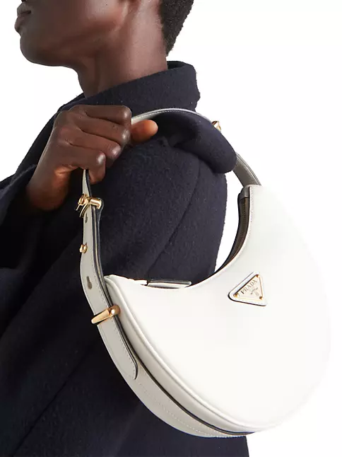 Arque Leather Shoulder Bag in White - Prada