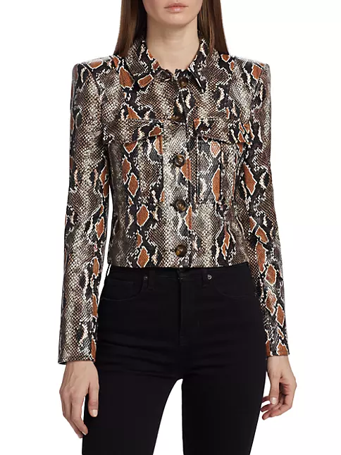 Veronica Beard Women's Fulham Snakeskin Jacket - Khaki Multi - Size 8