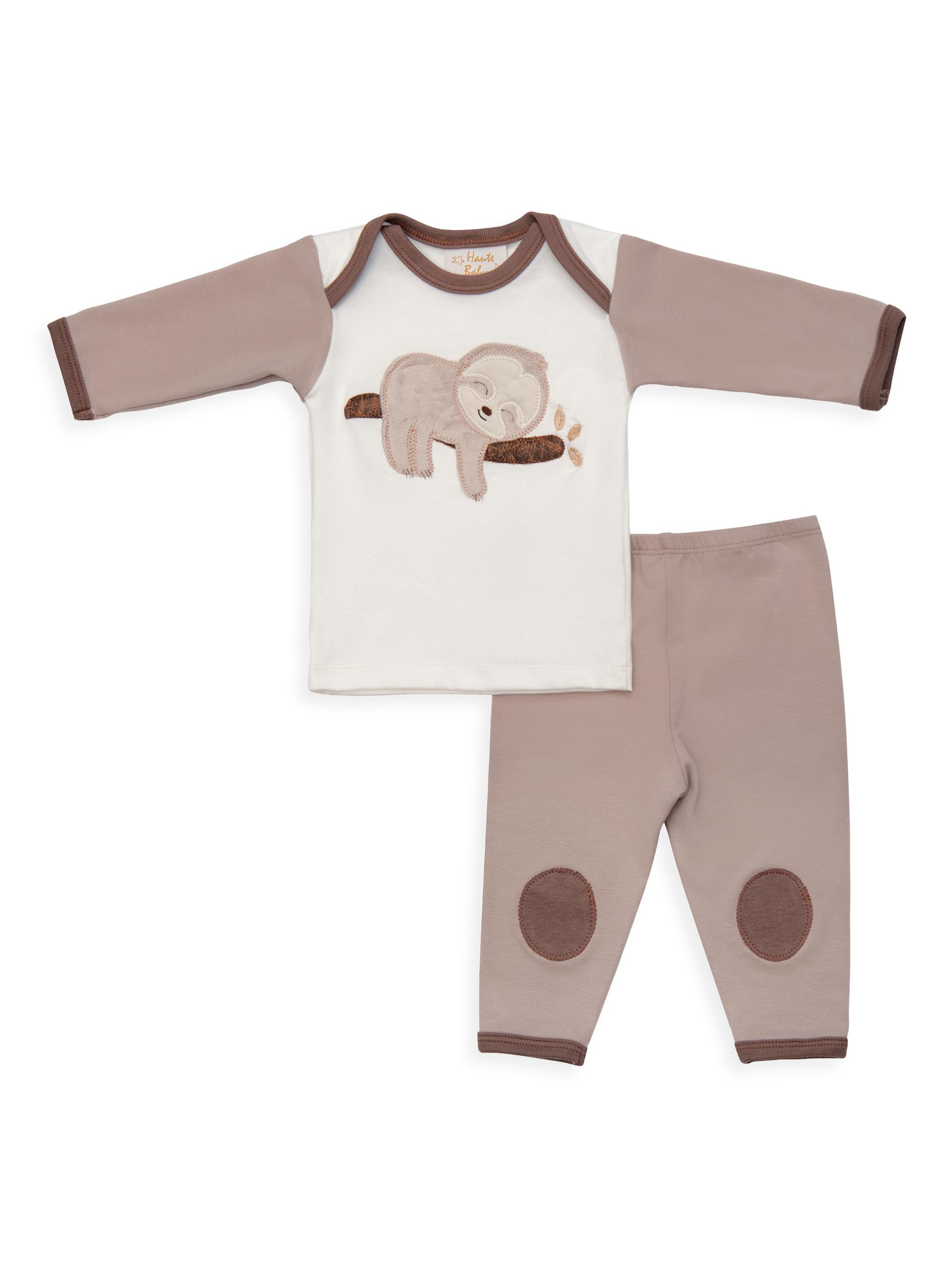 Haute Baby Baby's Sleepy Sloth Legging Set - Mocha 24 Months