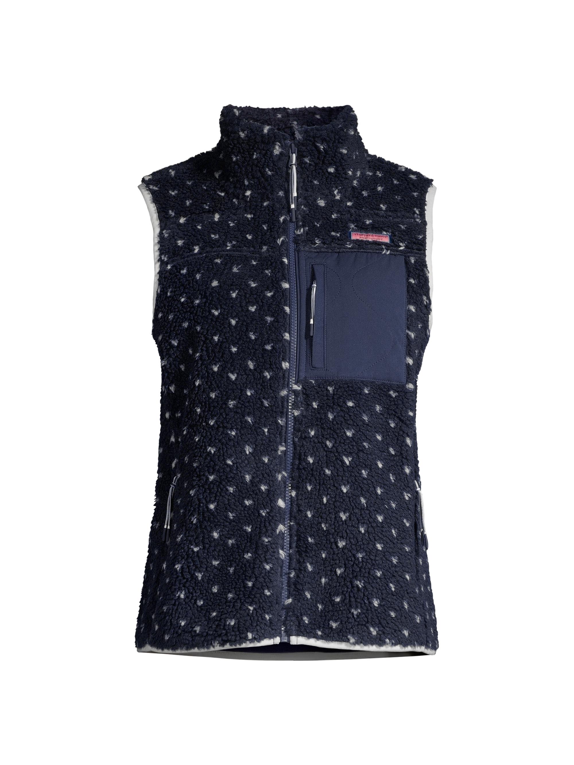 Vineyard Vines Women's Birdseye Sherpa Fleece Zip-Front Vest - Nautical Navy