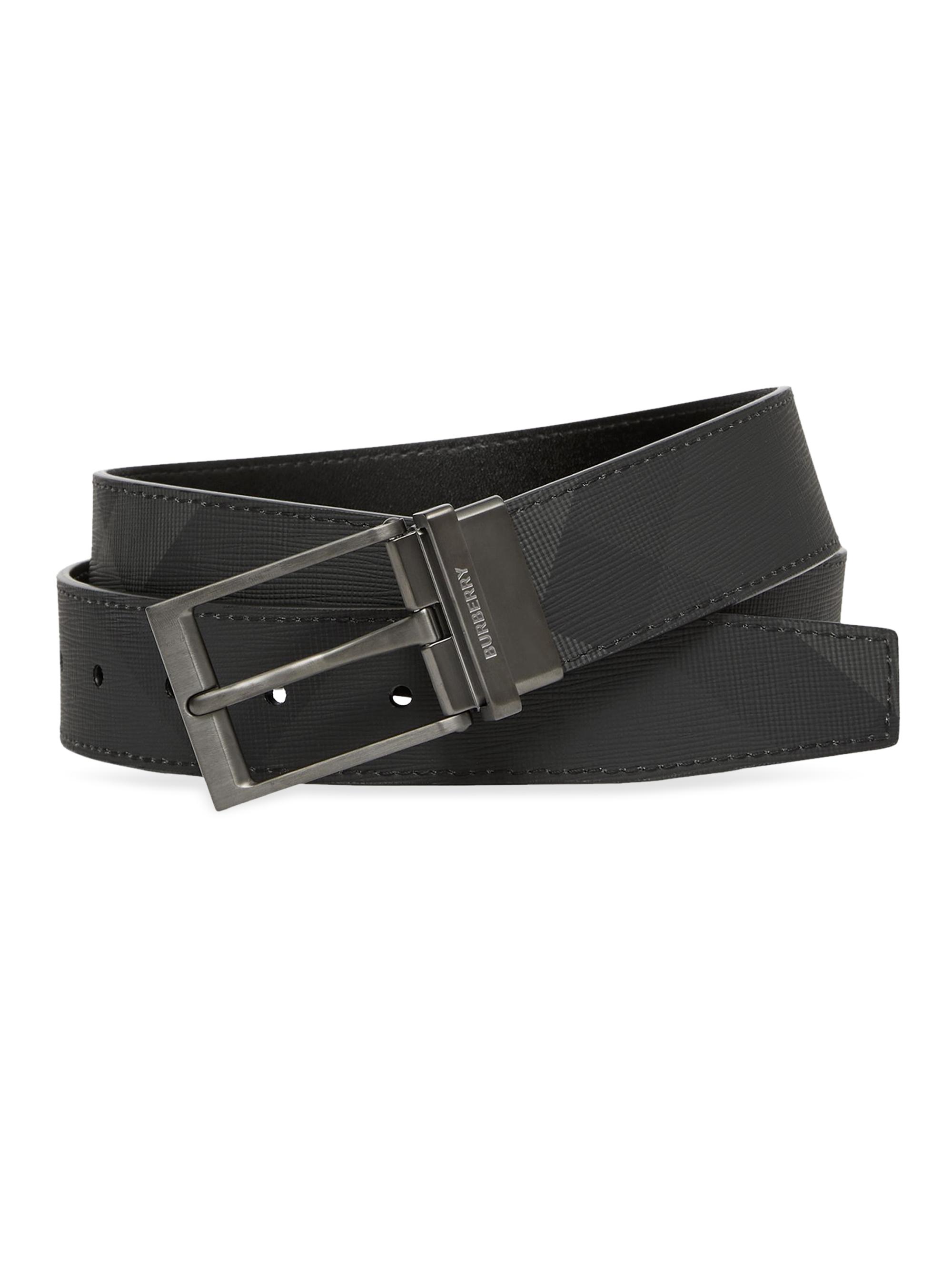 Palm Angels monogram-plaque leather belt - Black