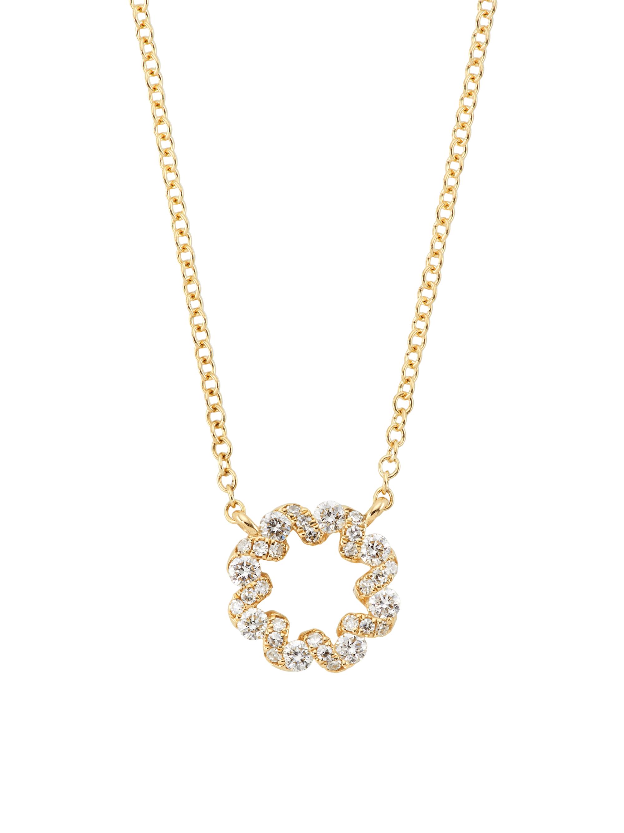 Saks Fifth Avenue Collection Women's 14K Yellow Gold & 0.22 TCW Diamond Circle Pendant Necklace - Yellow Gold