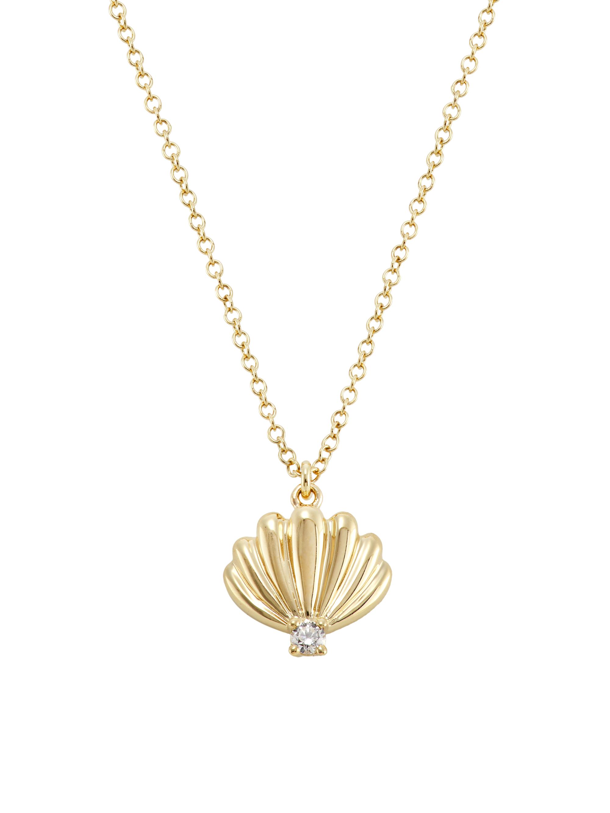 Saks Fifth Avenue Collection Women's 14K Yellow Gold & 0.05 TCW Diamond Clamshell Pendant Necklace - Yellow Gold