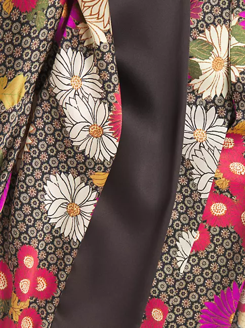 Shop Josie Natori Agathe Belted Floral Silk Satin Long Robe | Saks ...