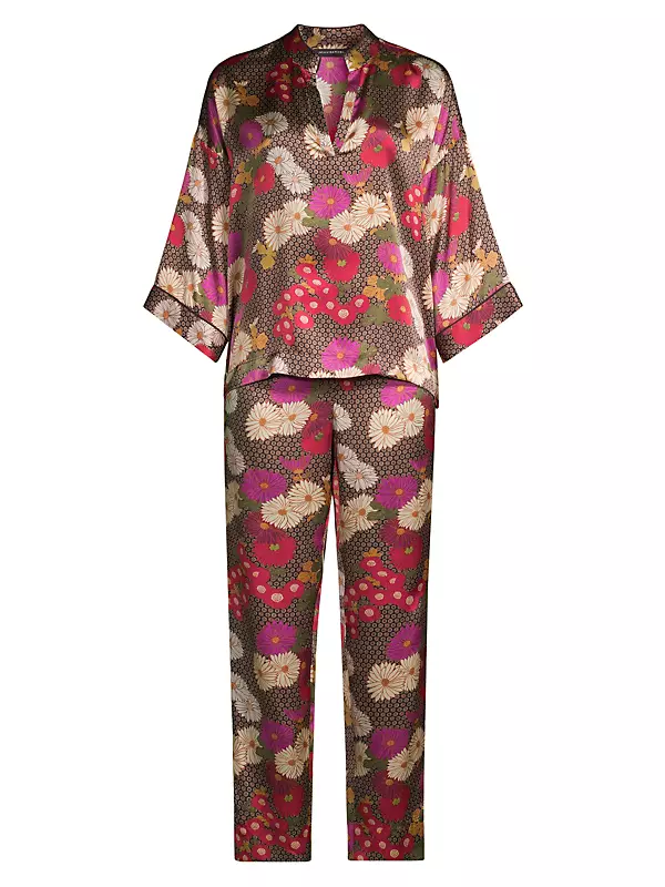 Women's Silk Pajama Set in Bengal Stripe – Petite Plume