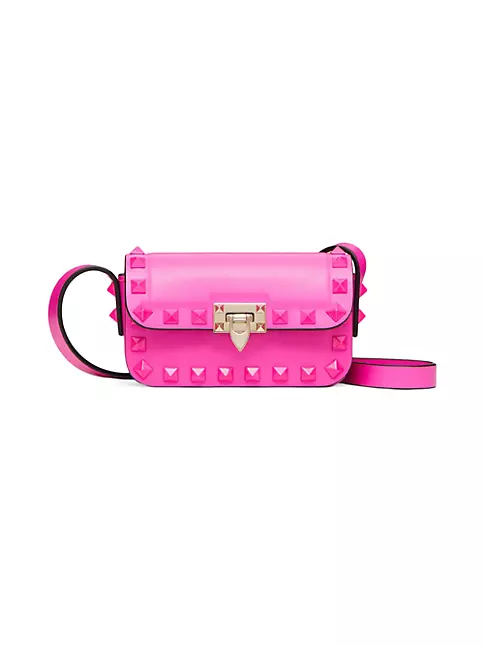 Small Rockstud23 Smooth Calfskin Shoulder Bag for Woman in Pink Pp