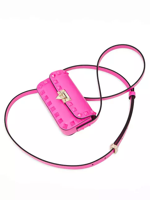 Small Rockstud23 Smooth Calfskin Shoulder Bag for Woman in Pink Pp