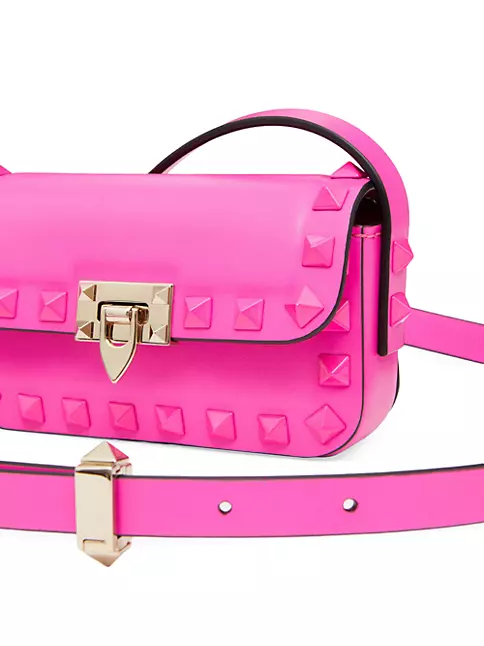 Valentino Garavani - Pink PP Leather One Stud Shoulder Bag Uni