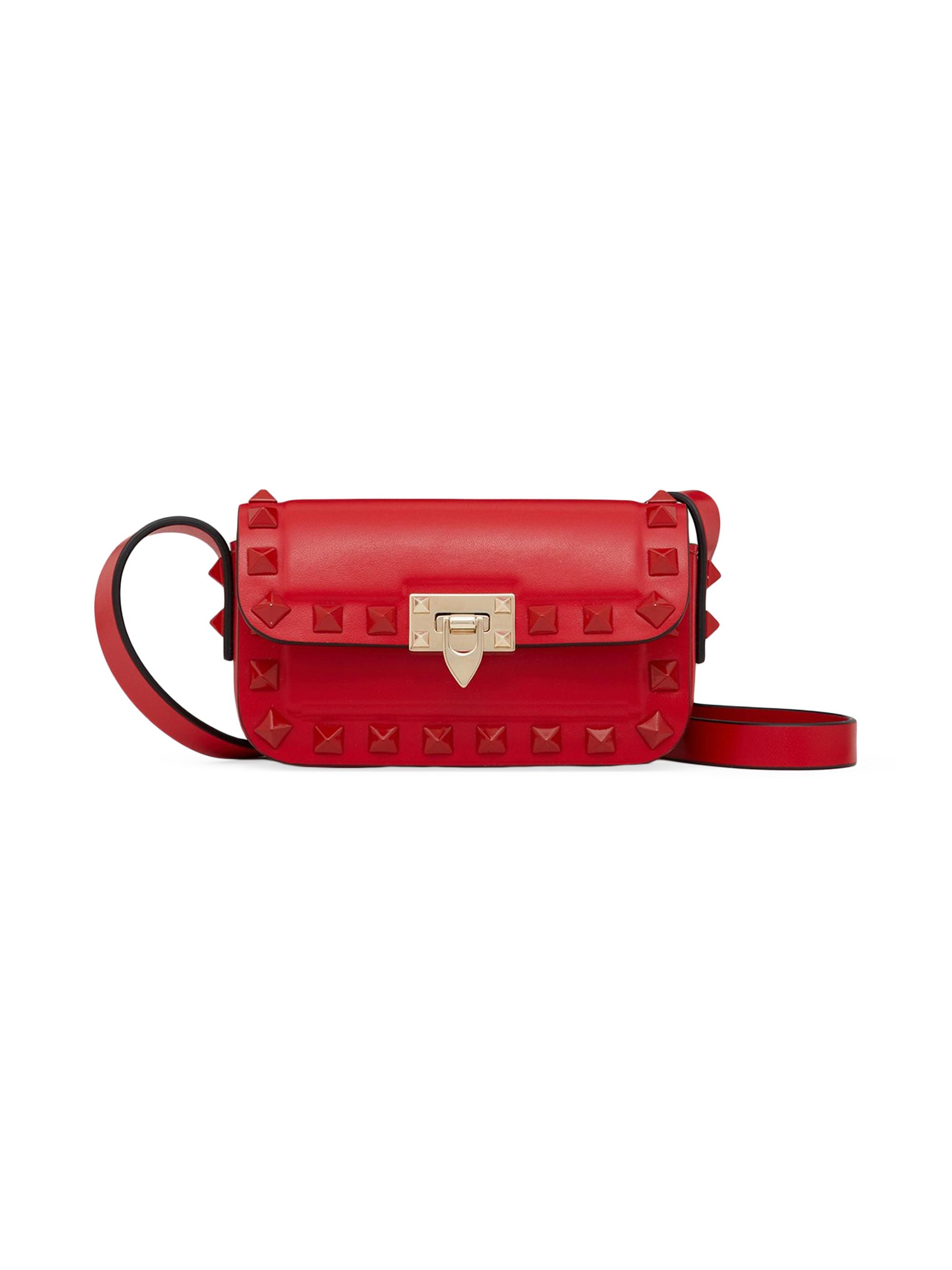 Valentino Garavani Women's Rockstud23 Smooth Calfskin Micro Shoulder Bag - Rouge Pur