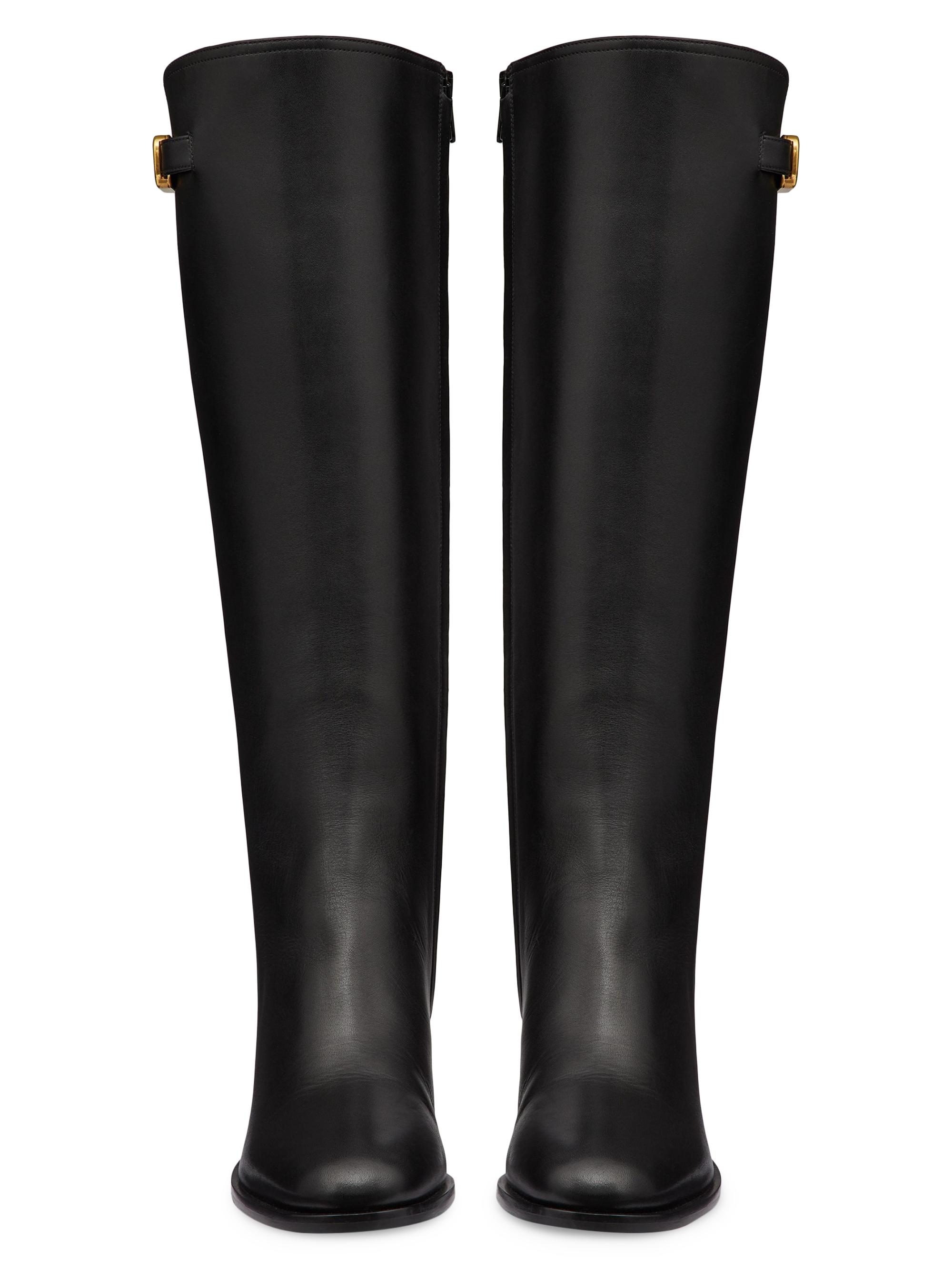 VLogo leather knee-high boots