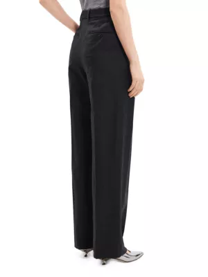 Pleated Wool Low Rise Pants