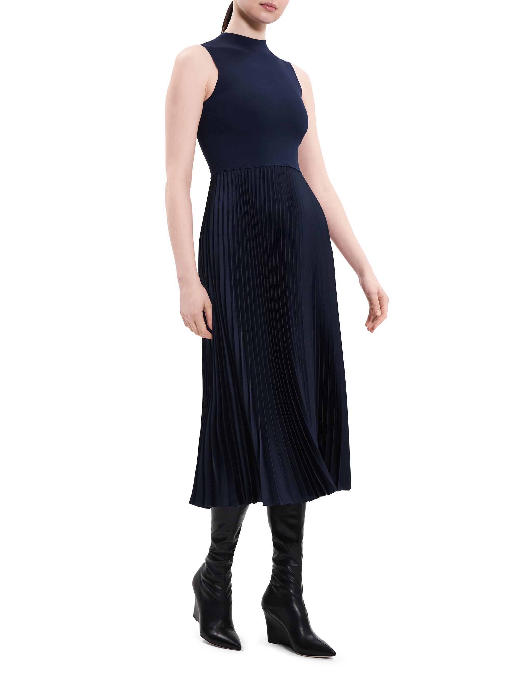 Theory Pleated Combination Midi-Dress | Saks Fifth Avenue