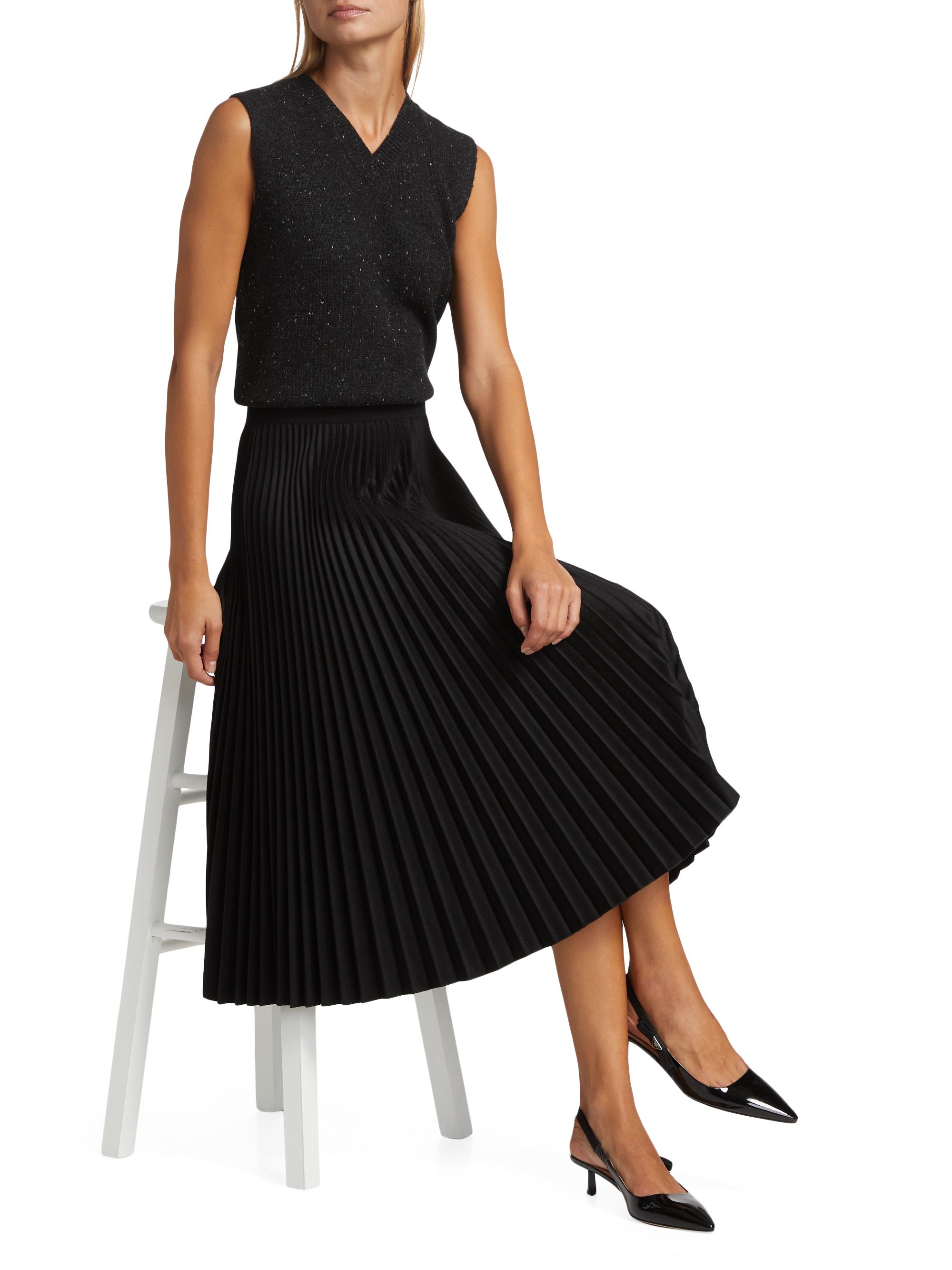 Shop Theory Sunburst Pleated Wool-Blend Midi-Skirt | Saks Fifth Avenue