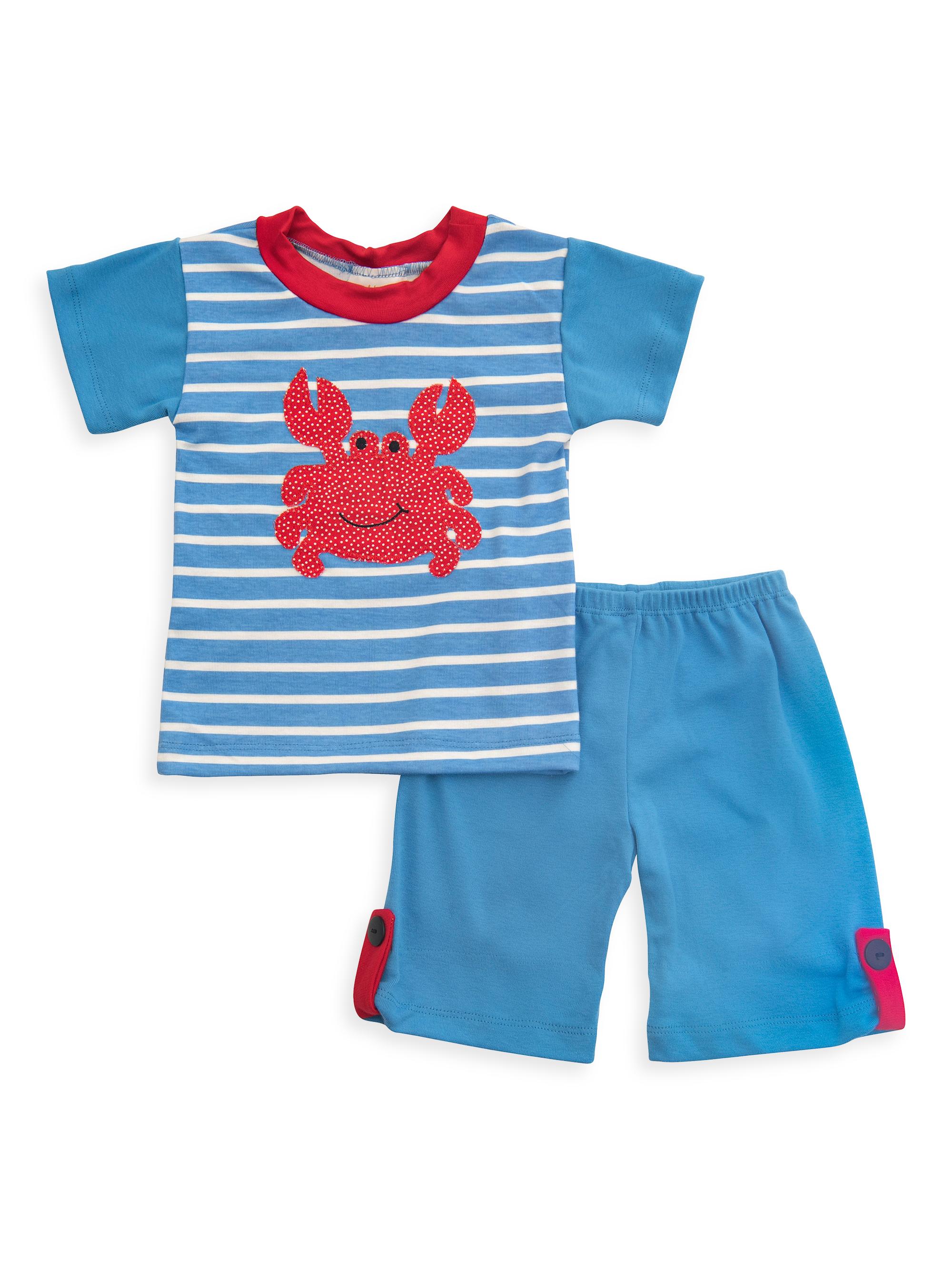 Haute Baby Baby Boy's & Little Boy's Crab Embroidered Set - Blue