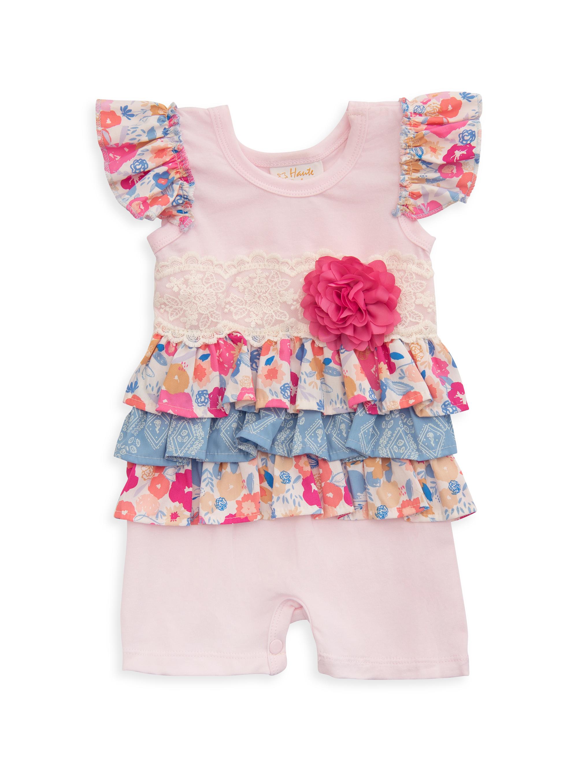 Haute Baby Baby Girl's Bandera Blossom Romper - Pink 24 Months