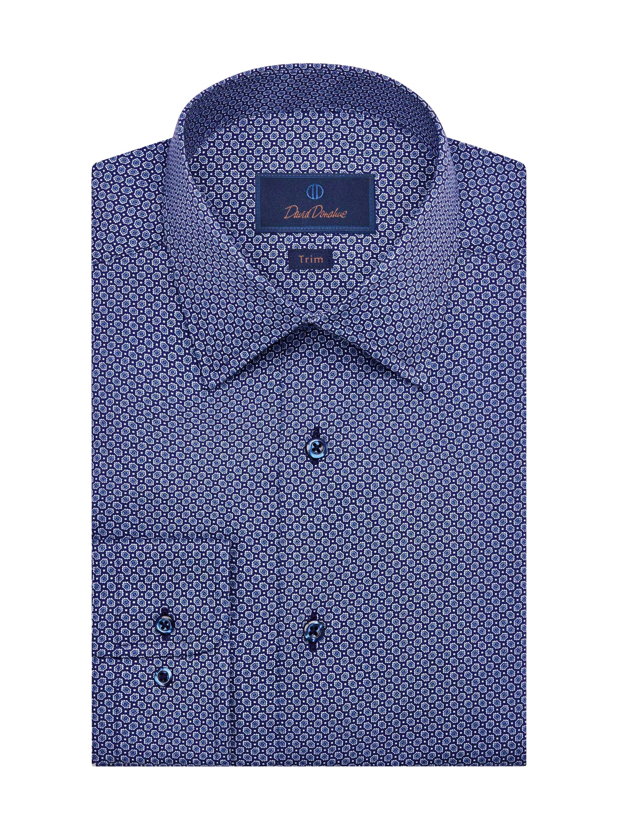 david donahue trim fit dress shirts David Donahue Trim Fit Horizontal Rib Formal Shirt - White main image 1