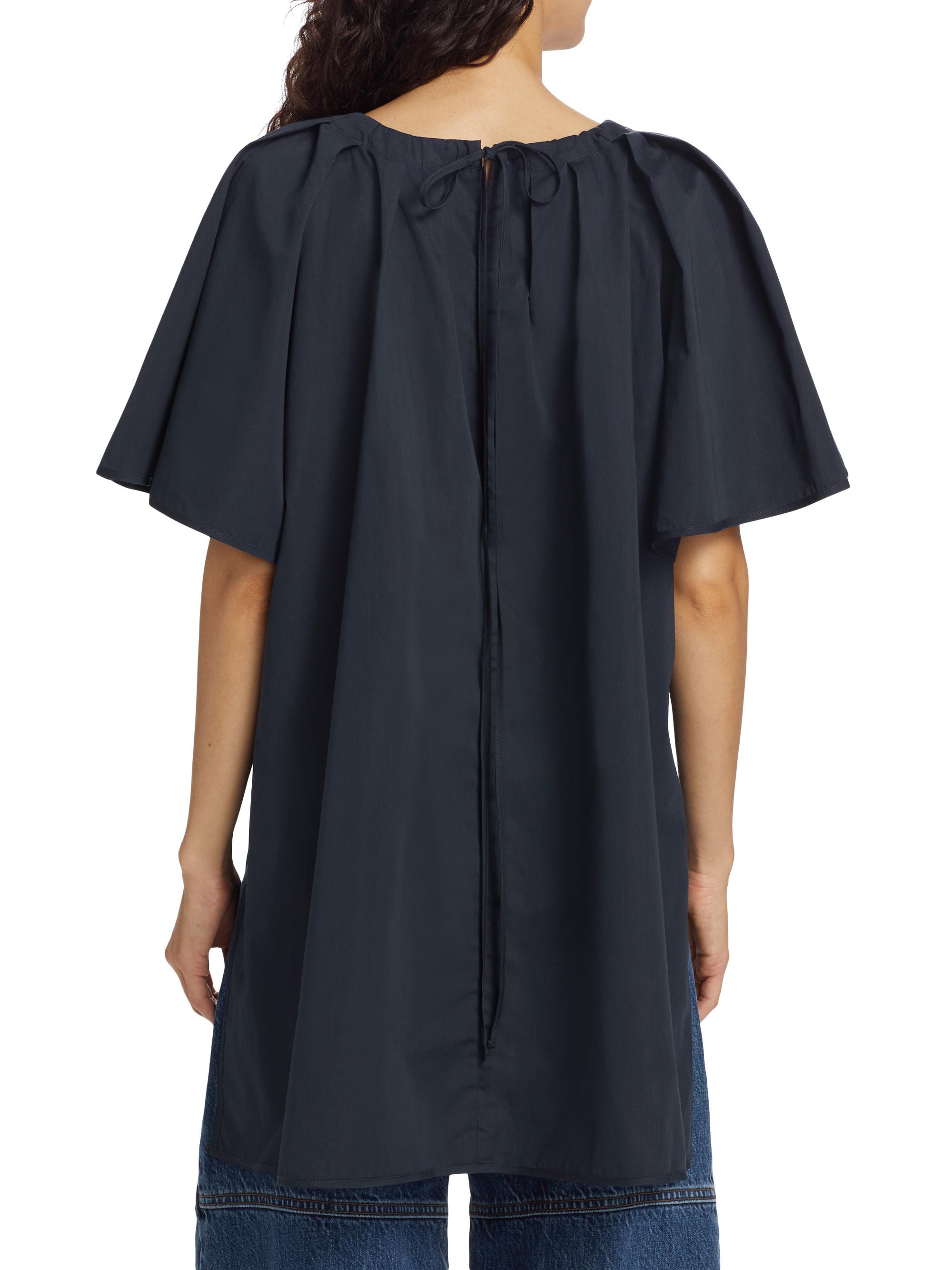 Co Tucked Cotton-Silk Cape Blouse | Saks Fifth Avenue