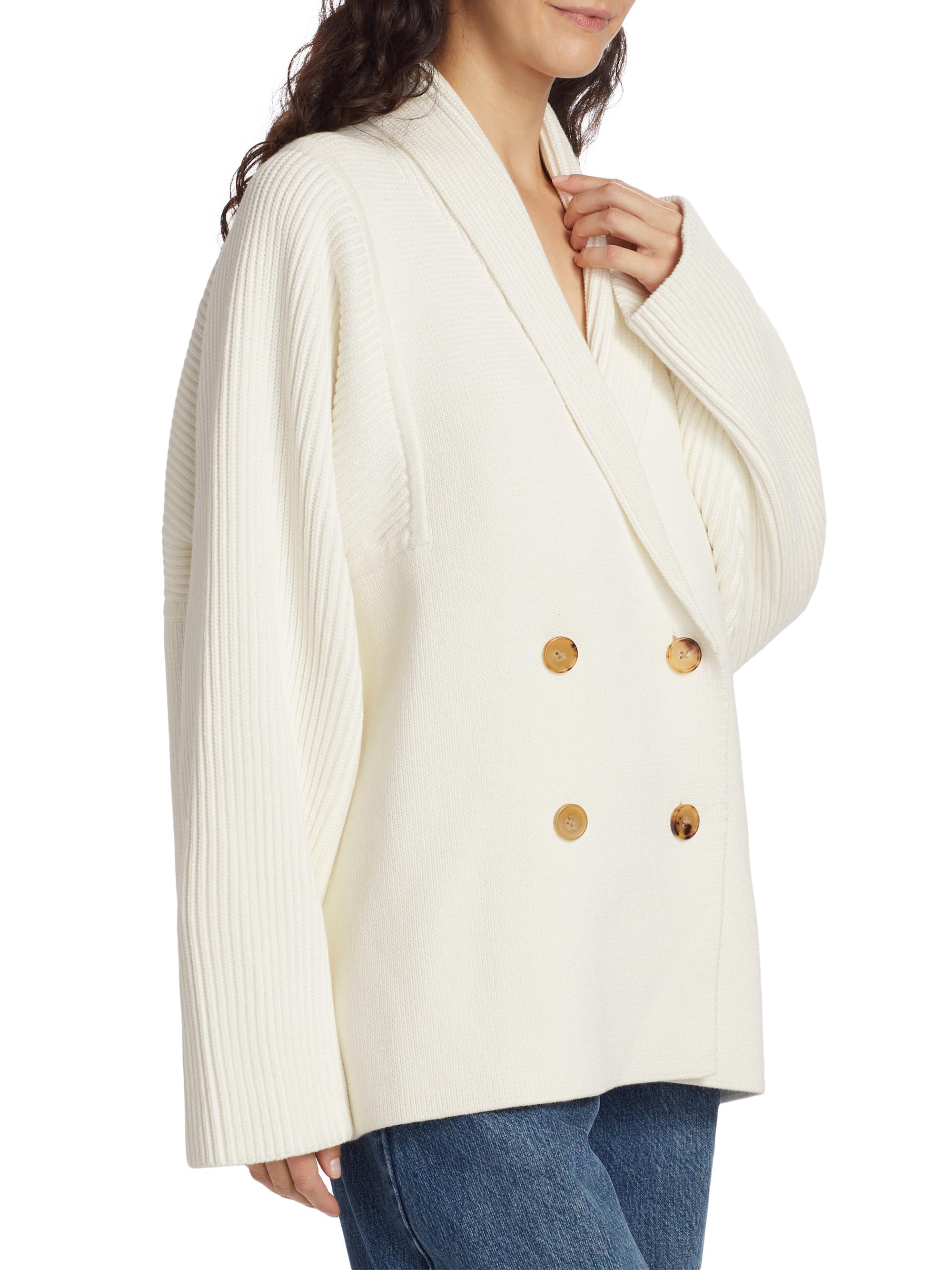 Co Double-Breasted Cotton-Blend Cardigan | Saks Fifth Avenue