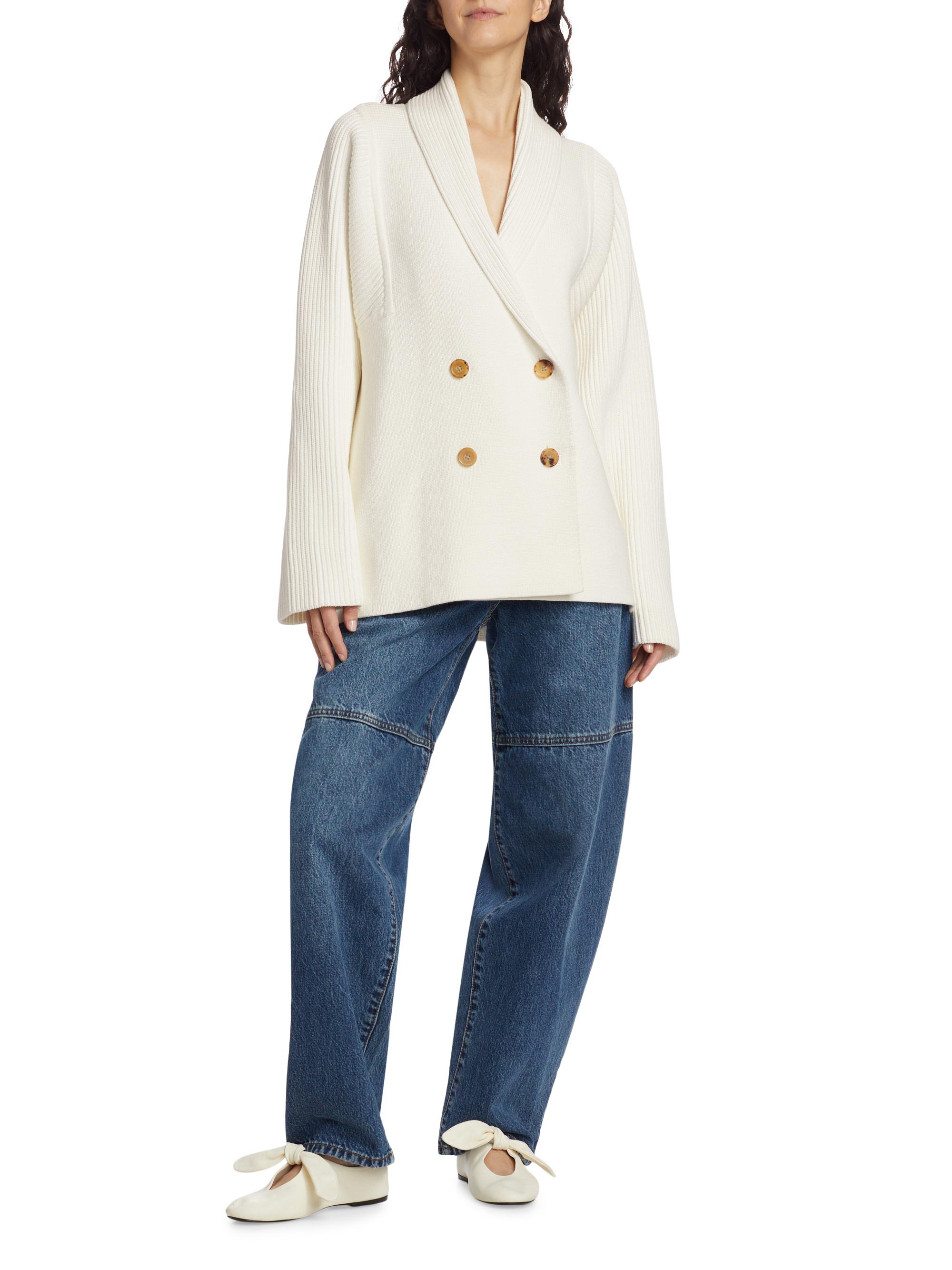 Co Double-Breasted Cotton-Blend Cardigan | Saks Fifth Avenue