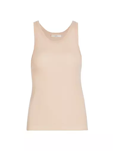 Knitted Sheer Hemming Embroidered Tank Top Off-white ($15