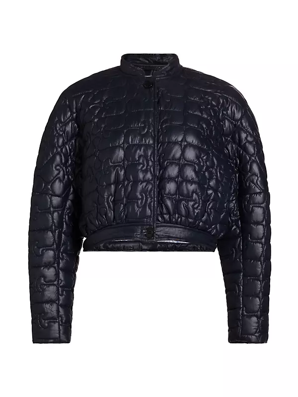 Shop Ganni Shiny Quilted Shell Crop Jacket | Saks Fifth Avenue