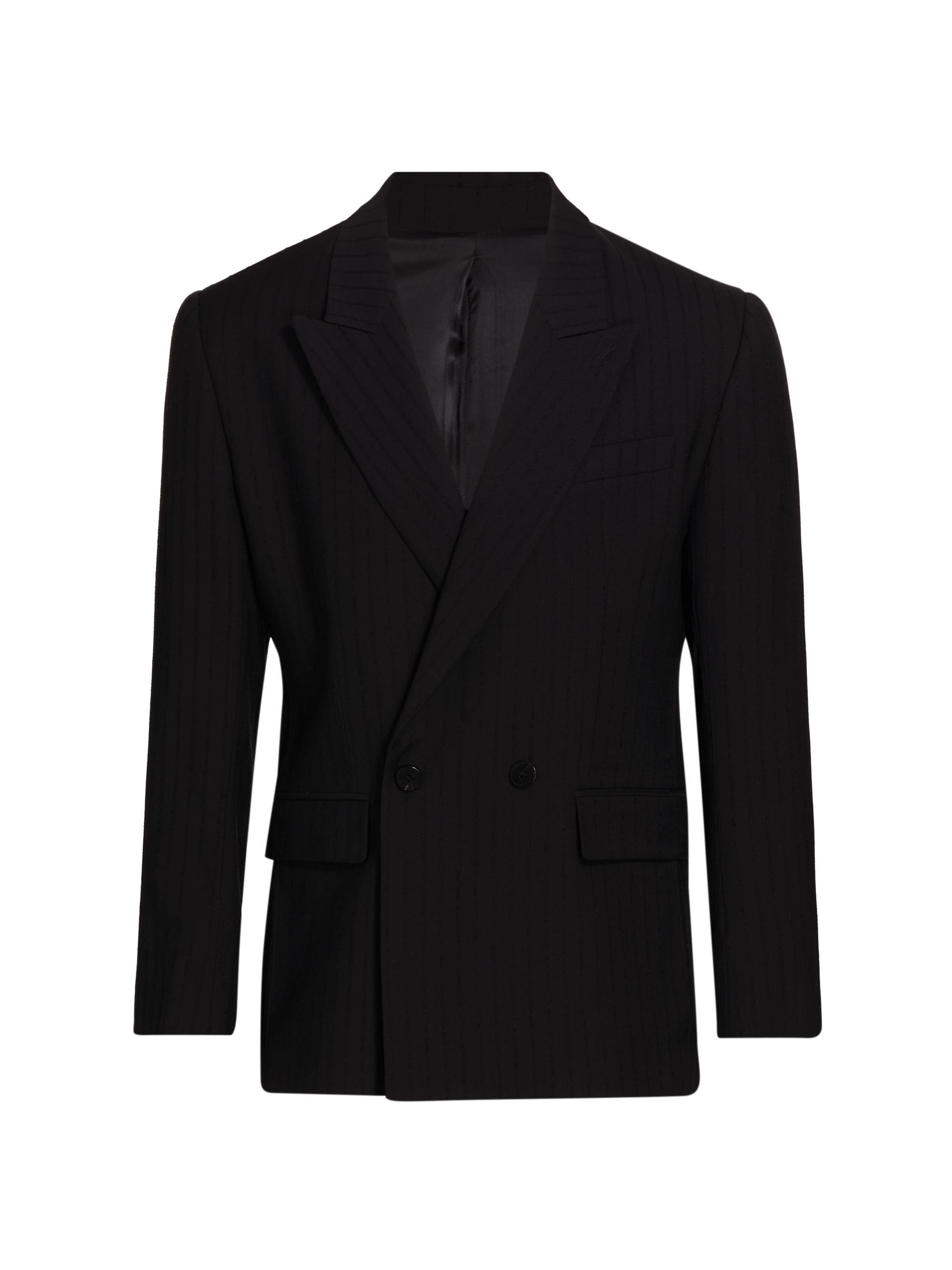 Ernest W. Baker Men's Double-Breasted Pinstriped Blazer - Pin Stripe Boucle