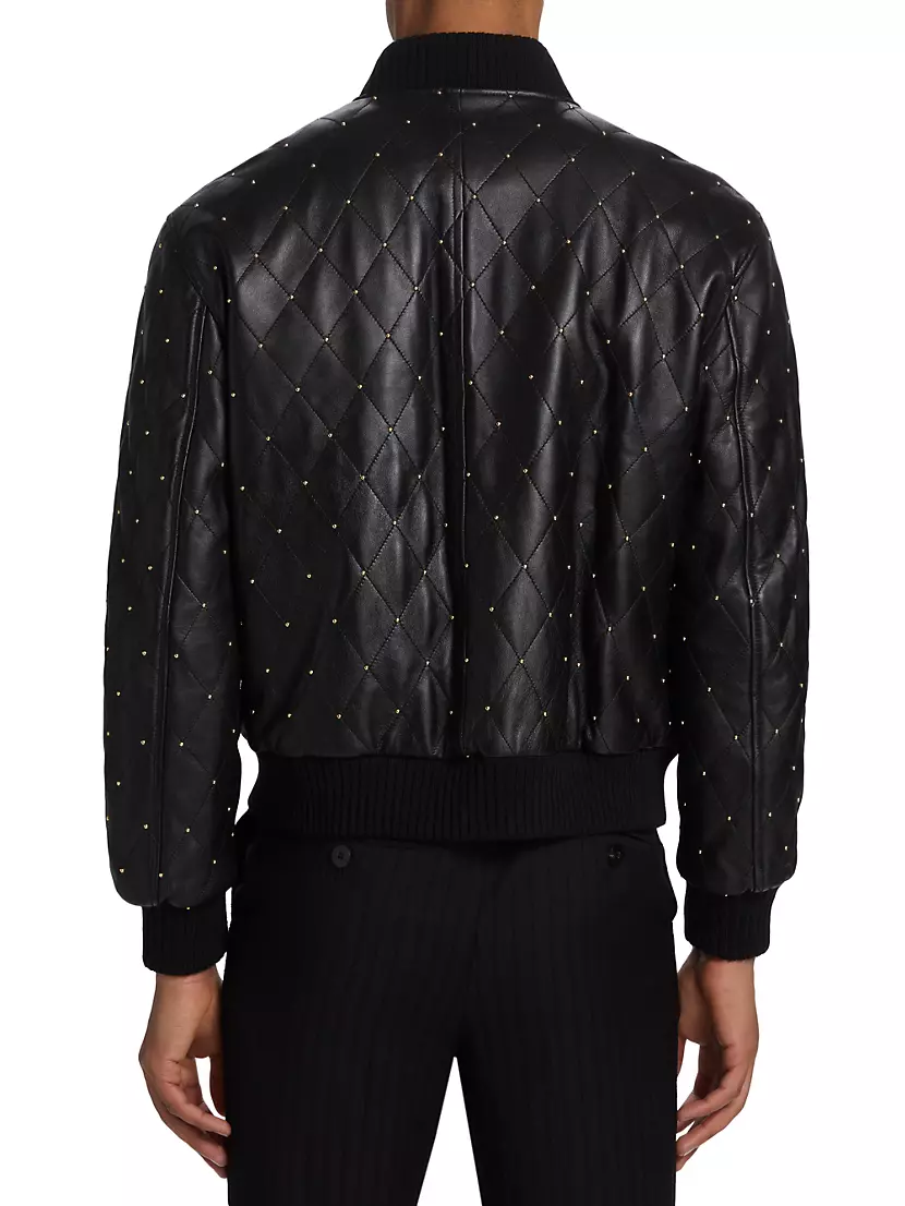 Studded Quilted Bomber Jacket