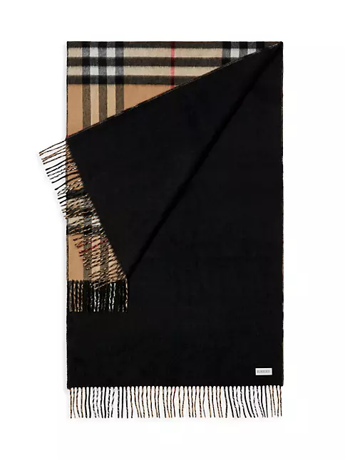 Burberry Women's Check Cashmere Scarf - Black