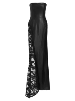 ALICE + OLIVIA Women's Retha Strapless Vegan Leather & Sequined Gown - Black