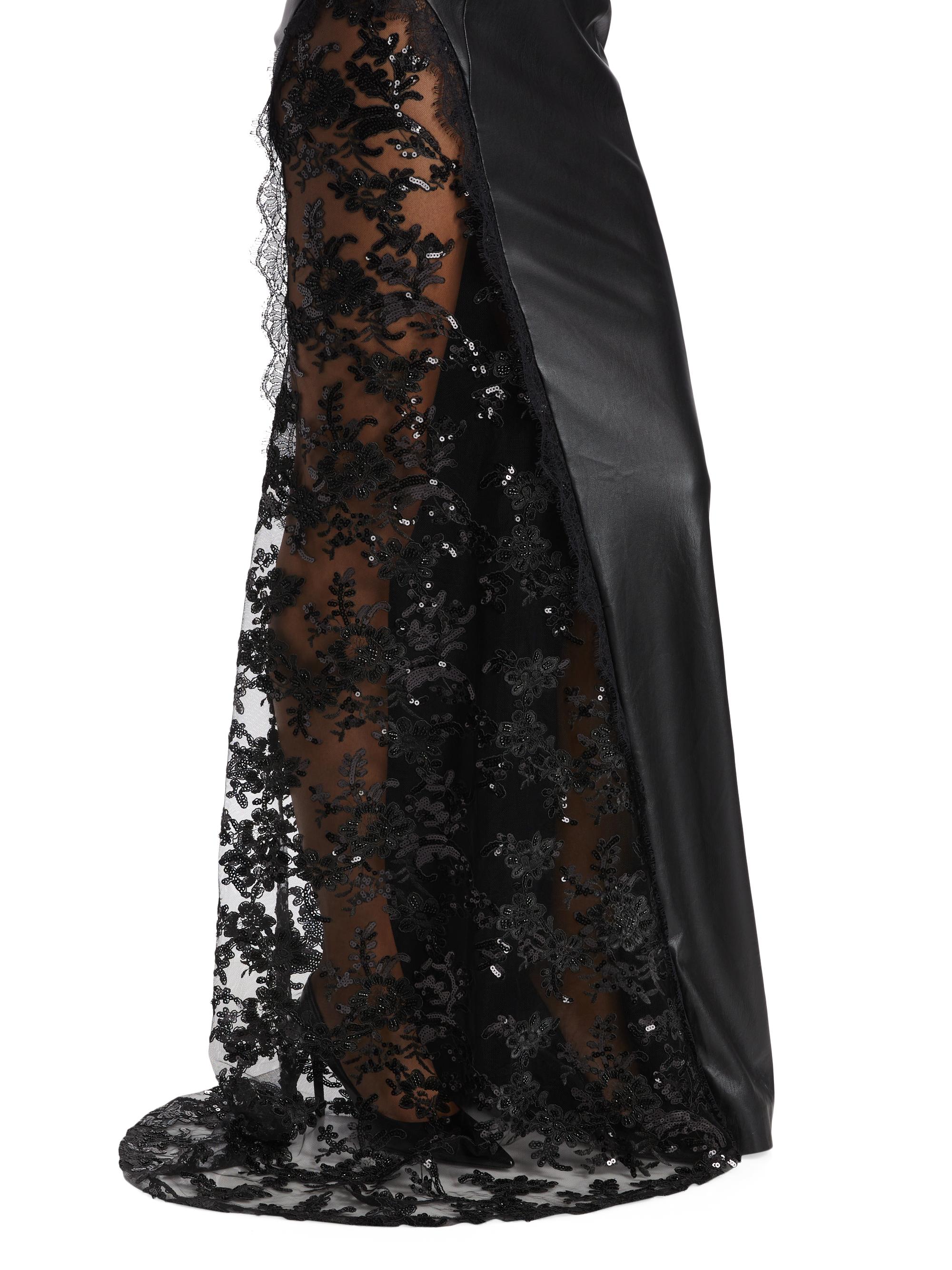 alice olivia retha strapless maxi dress Alice + Olivia Retha Faux Leather Lace Maxi Dress