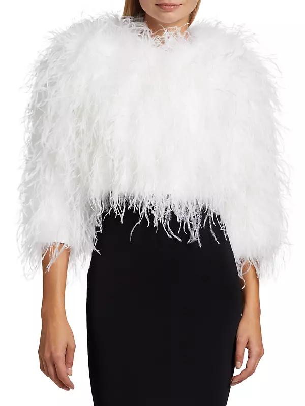 Shop Alice + Olivia Kidman Boxy Feather Jacket | Saks Fifth Avenue
