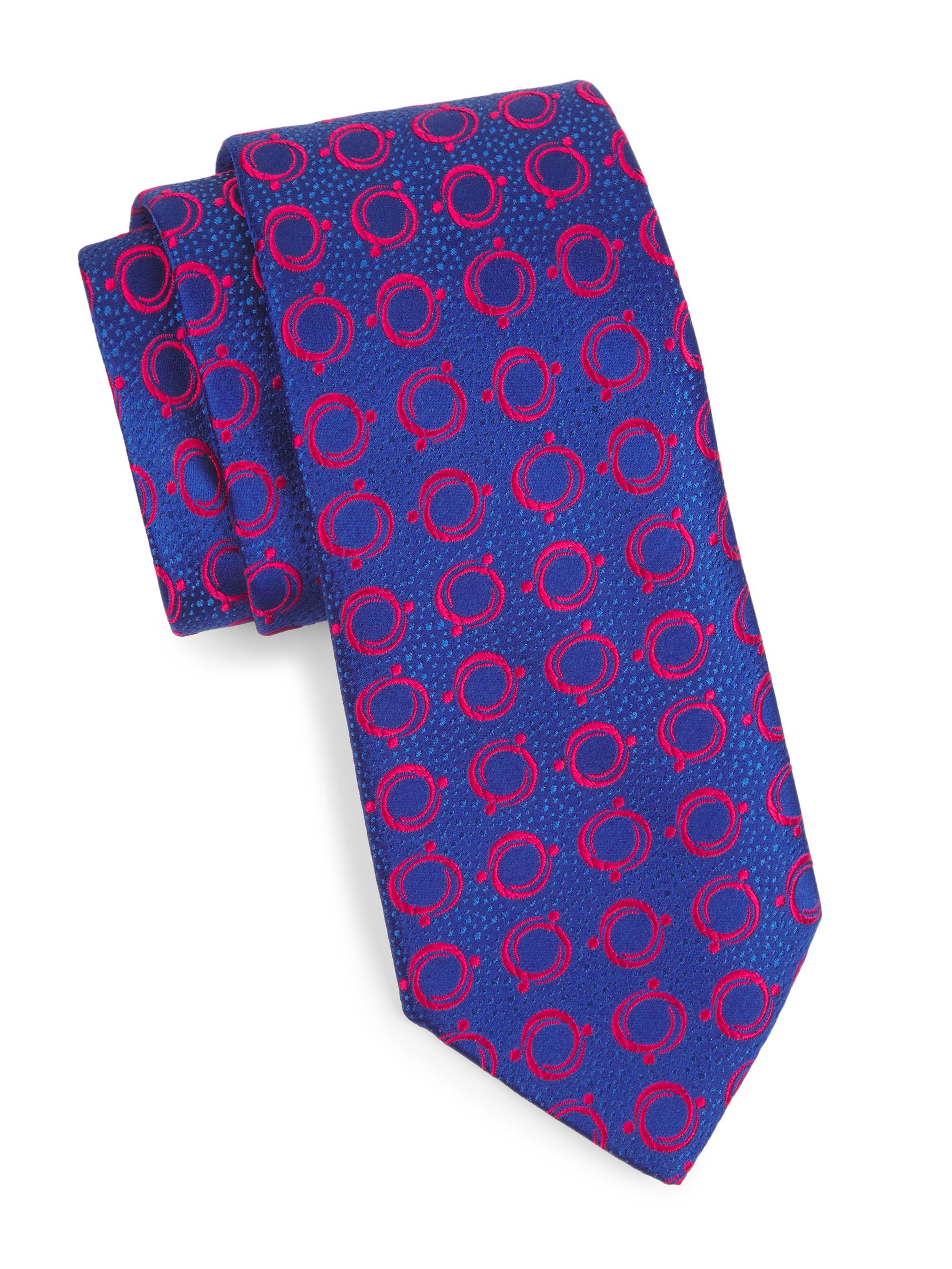 Charvet Men's Optical Wheel Silk Tie - Navy Red