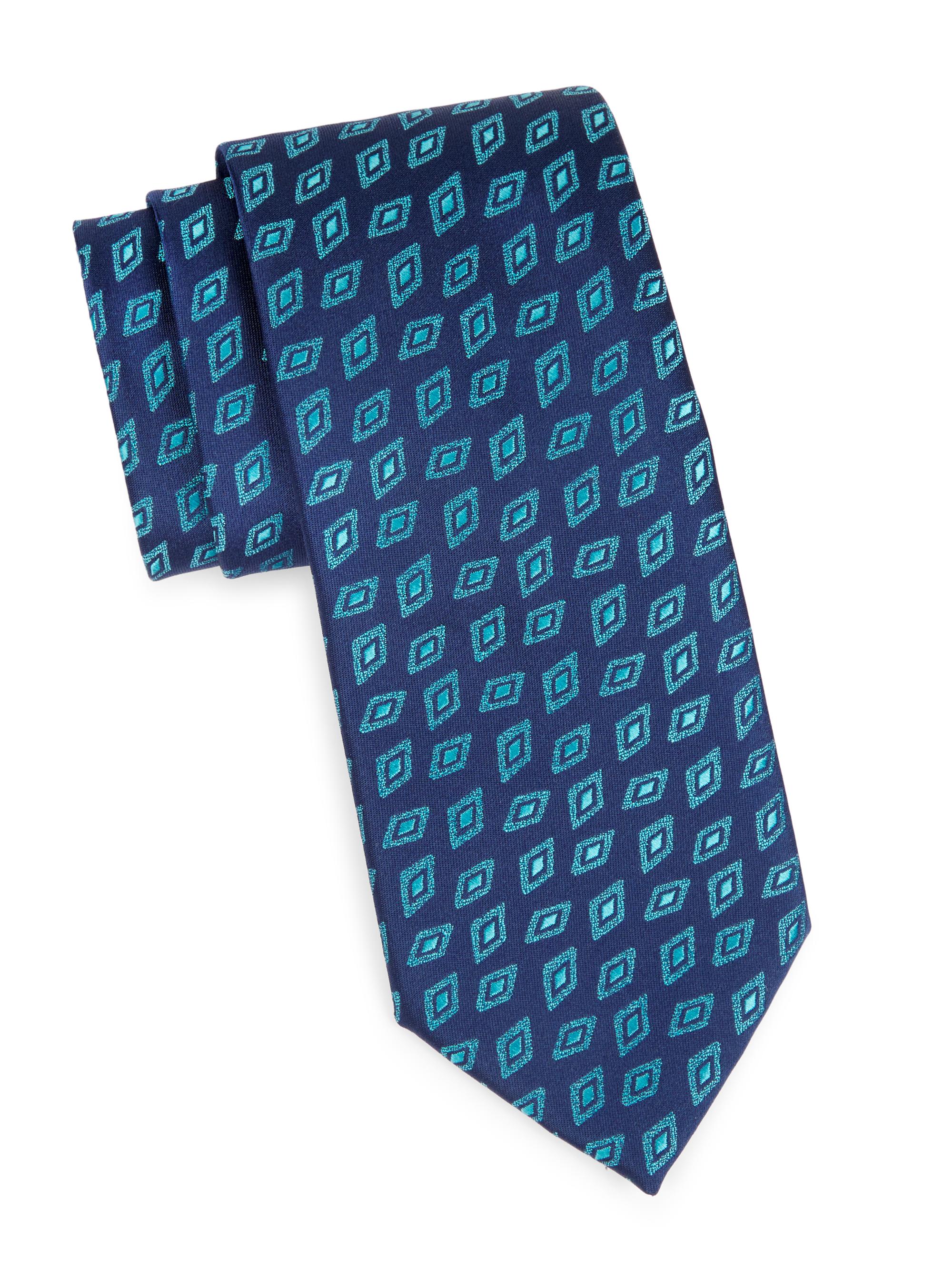 Charvet Men's Diamond Bean Silk Jacquard Tie - Navy Blue