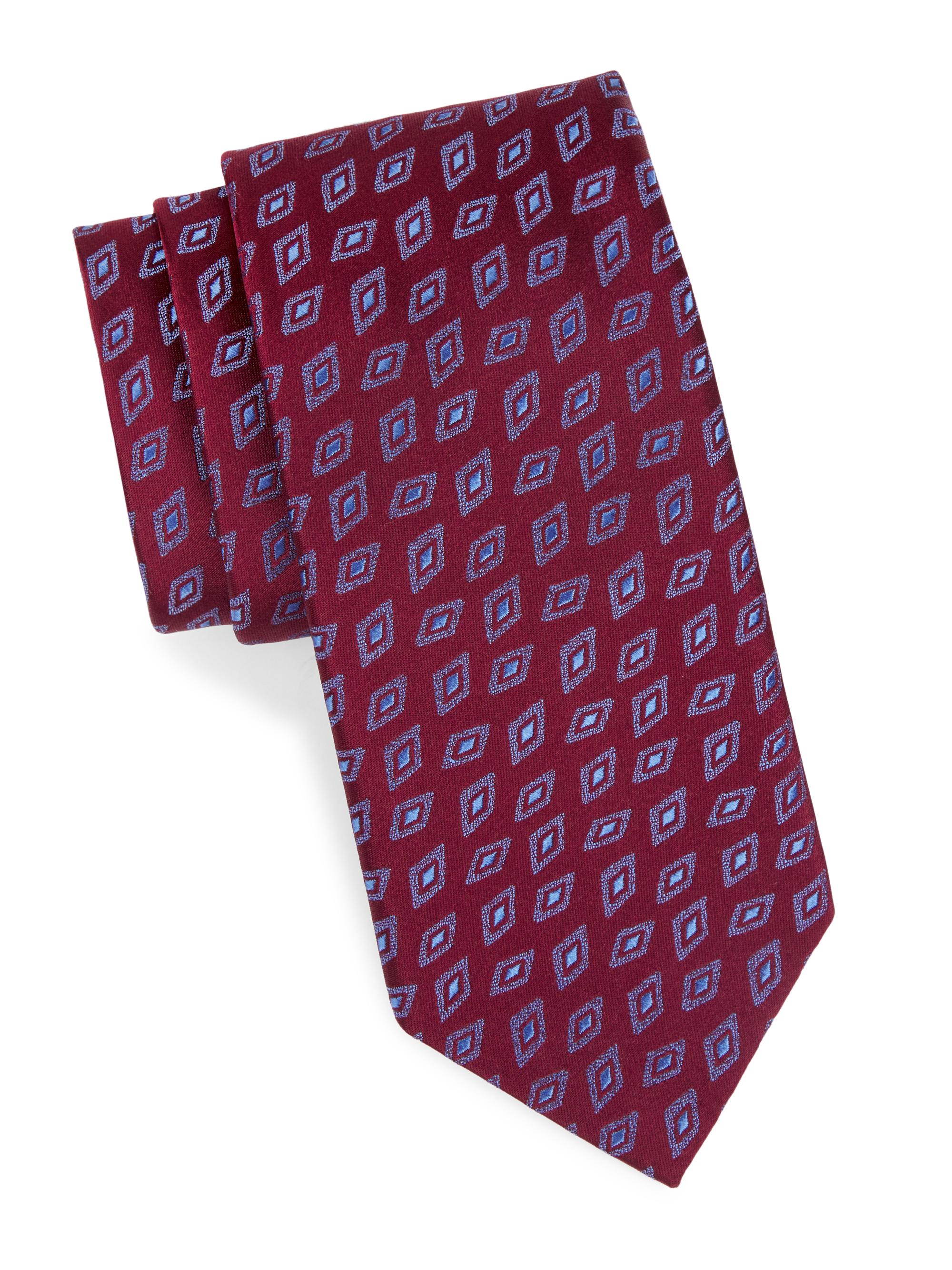 Charvet Men's Diamond Bean Silk Jacquard Tie - Burgundy Blue