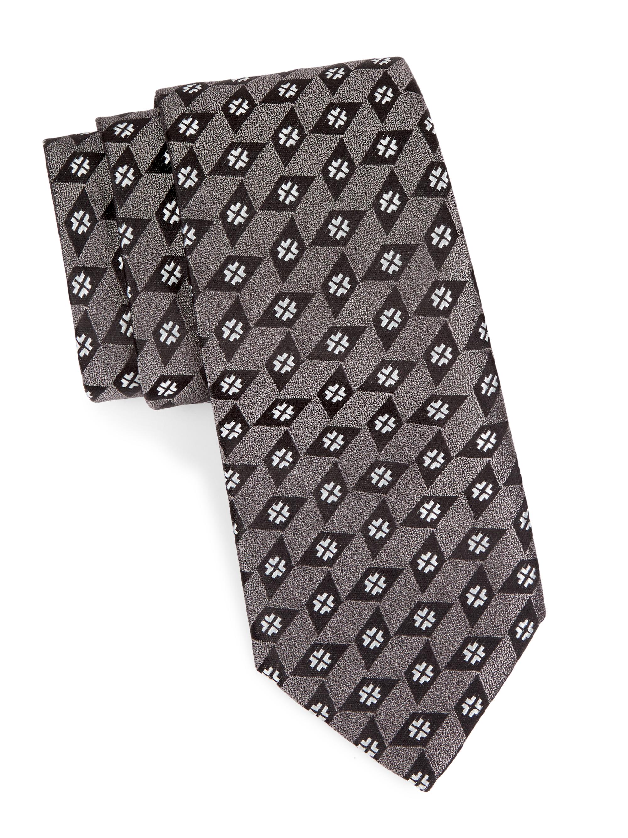 Charvet Men's Window Silk Tie - Grey Silver