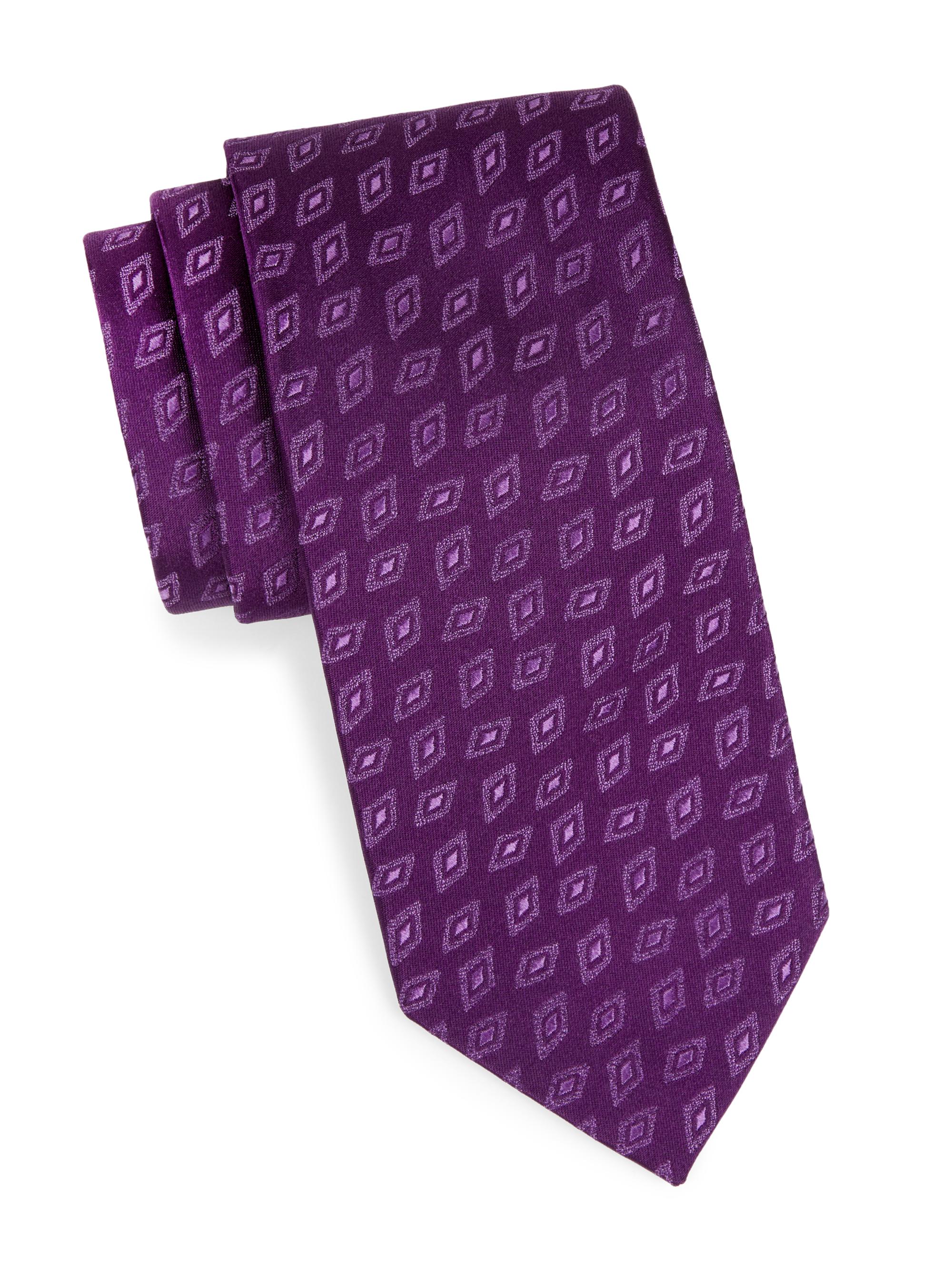 Charvet Men's Diamond Bean Silk Jacquard Tie - Purple Pink