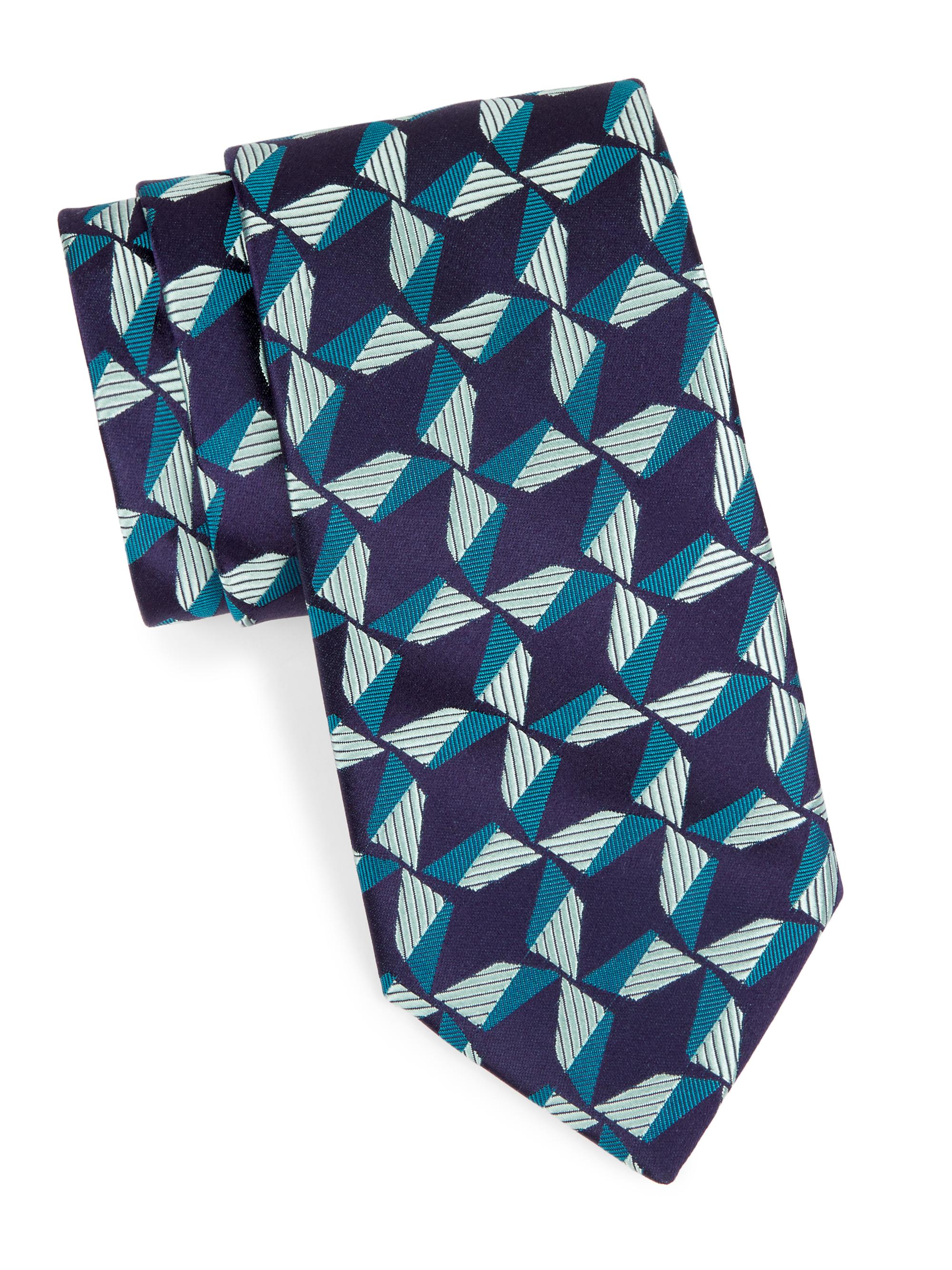 Charvet Men's Windmill Silk Tie - Navy Teal