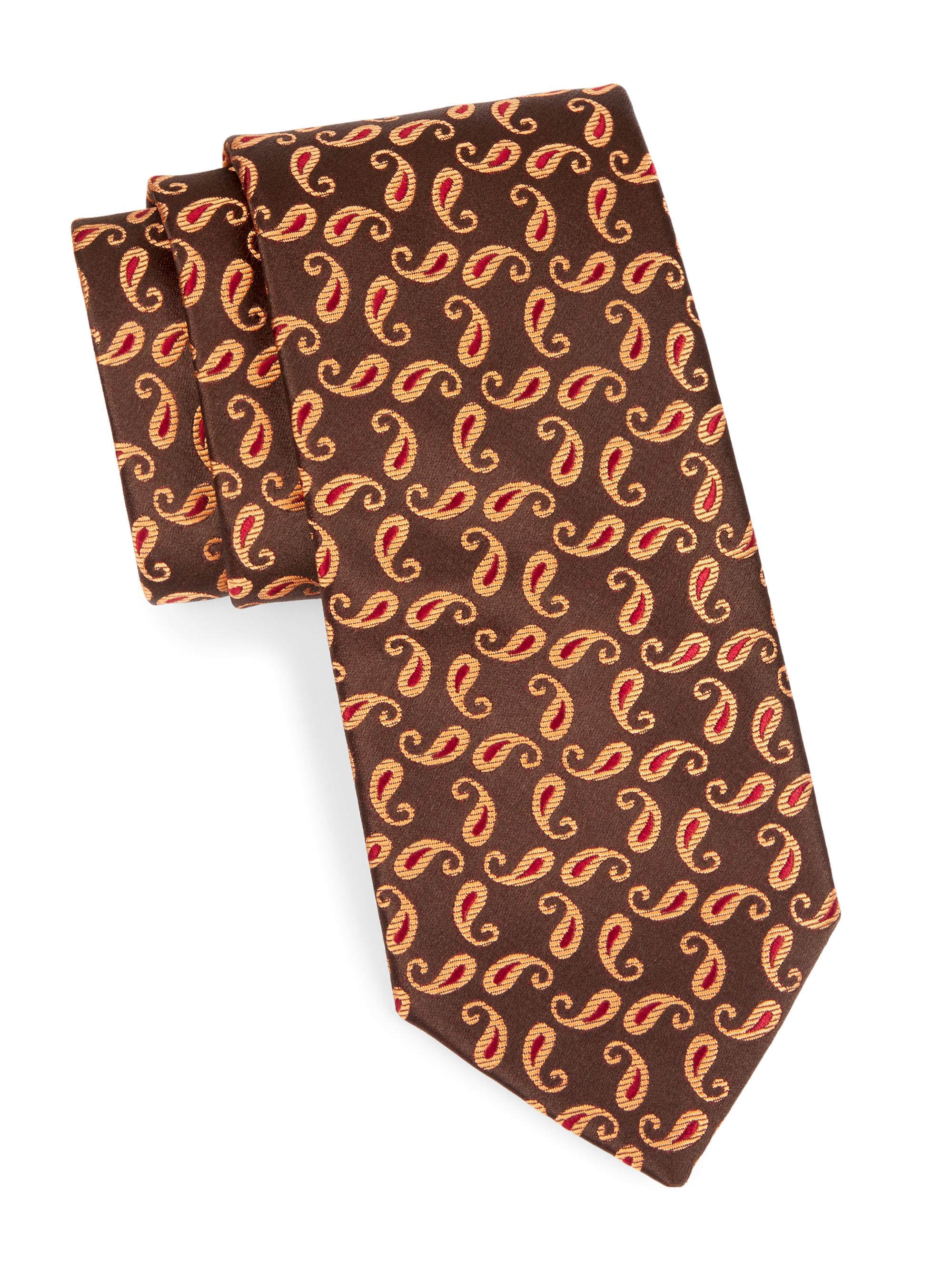 Charvet Men's Paisley Silk Tie - Brown Gold